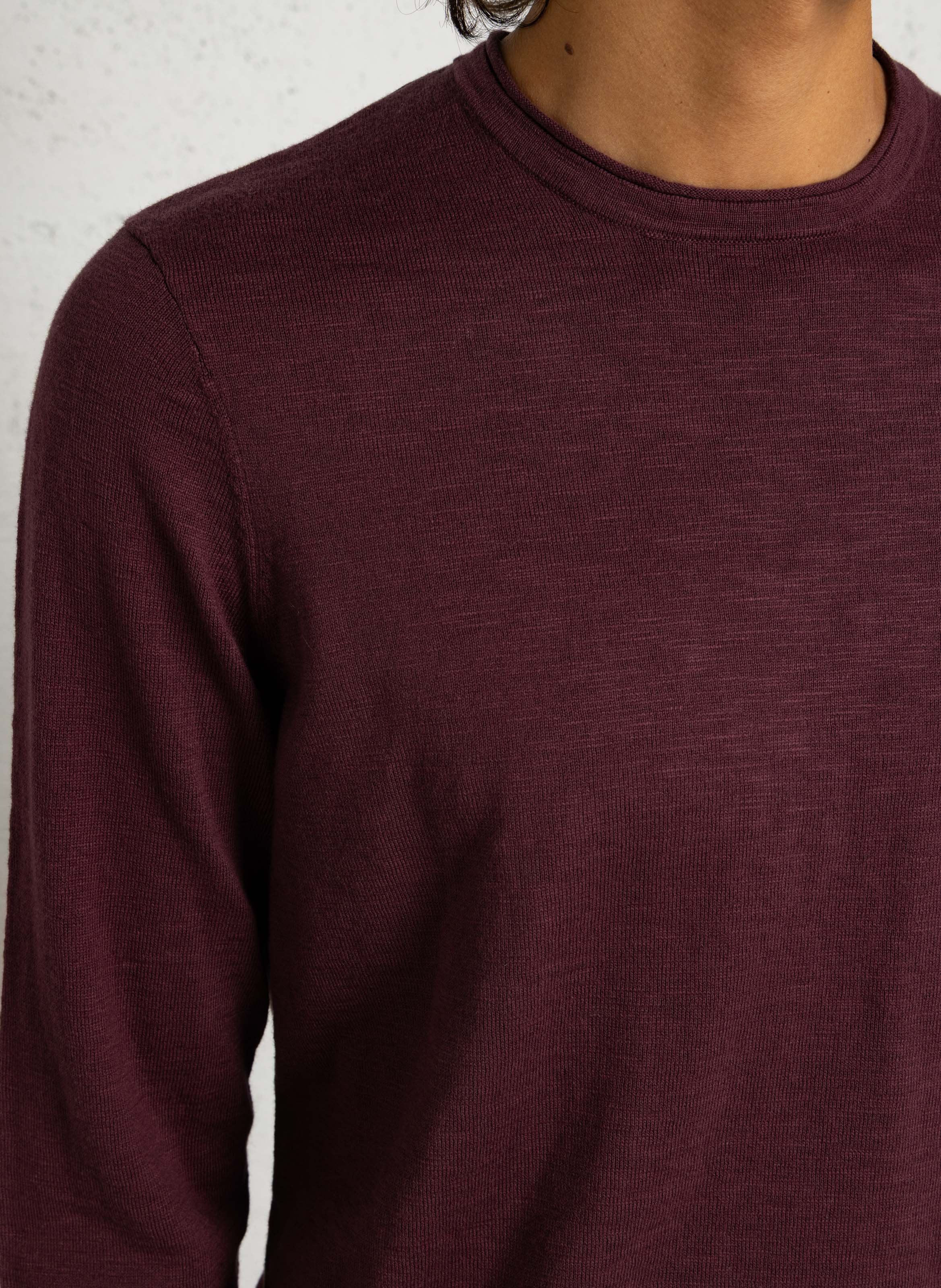 Straight cotton round-neck sweater IKKS Plums