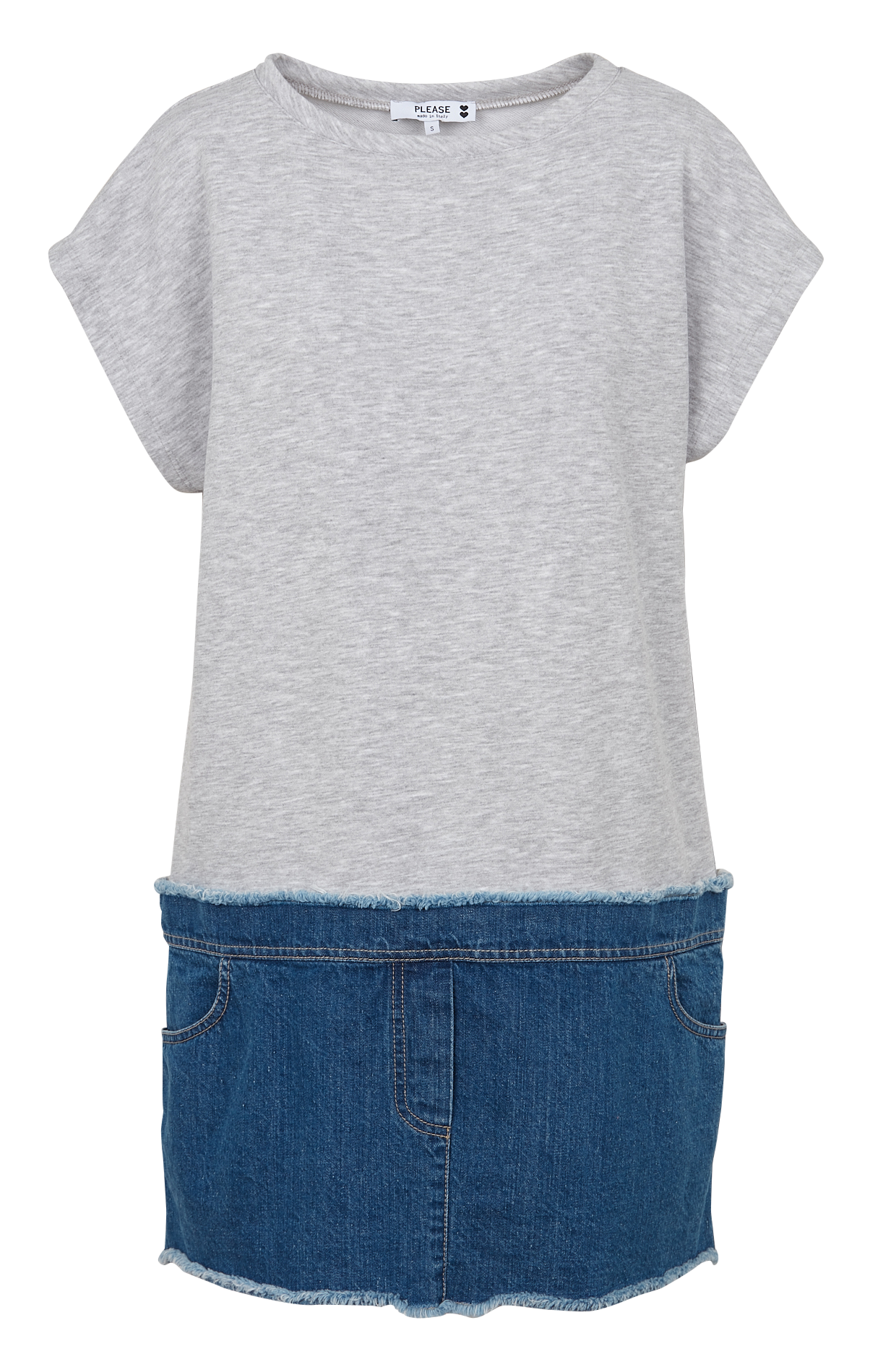 Robe midi ample col rond Gris