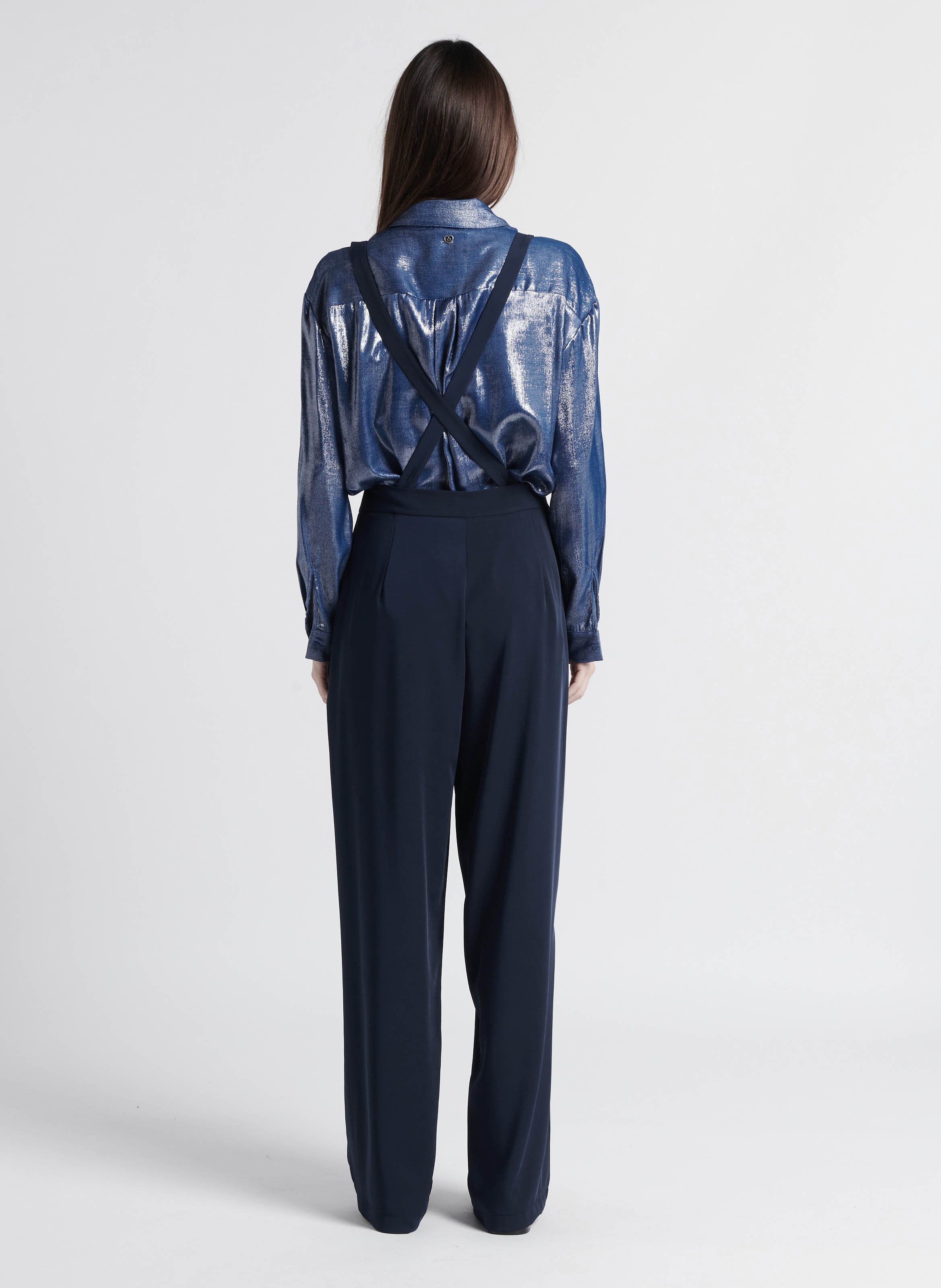 Wijde broek met bretels Blauw