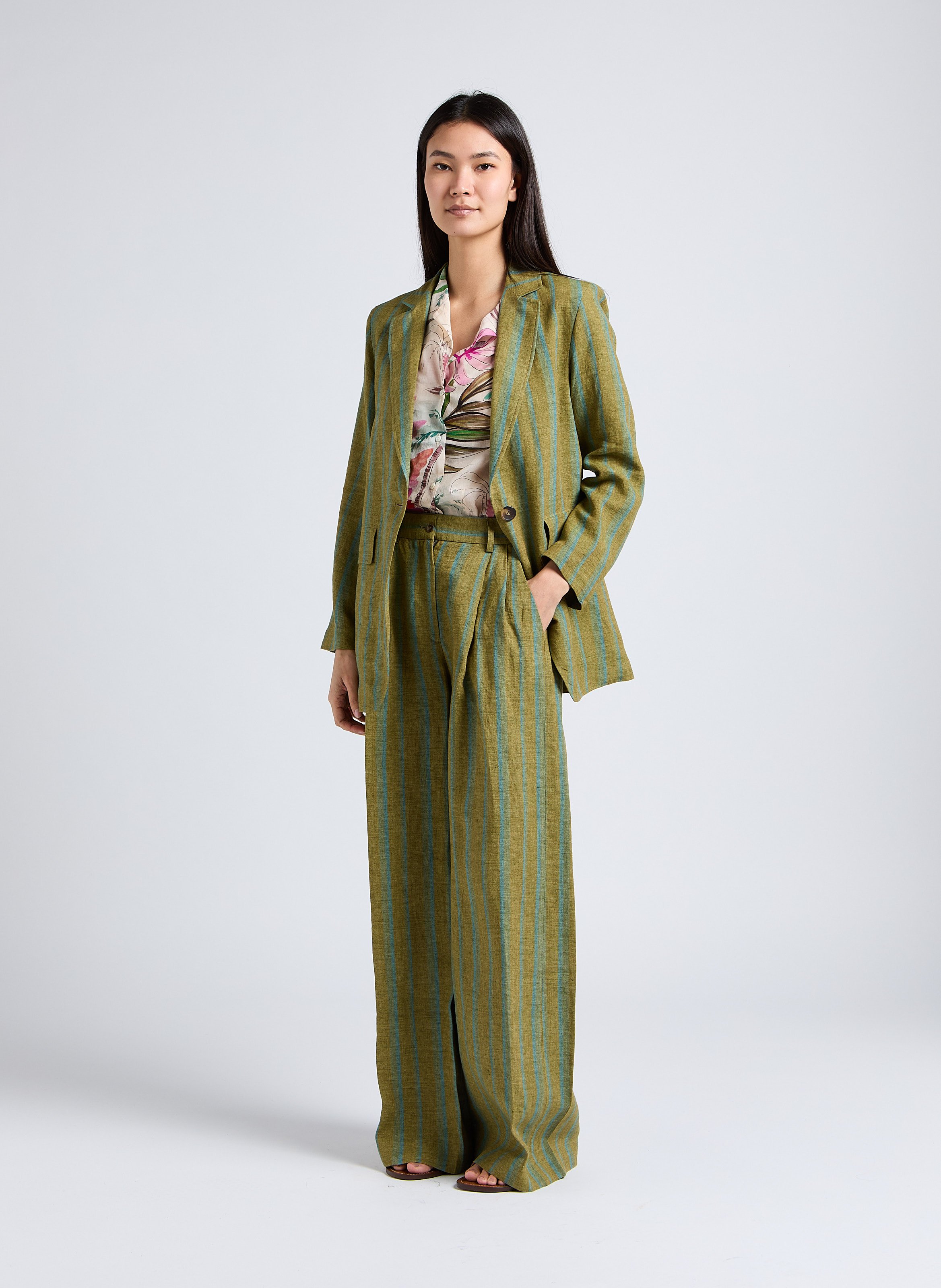 Loose-fit printed cotton shirt with classic collar DIEGA Pink