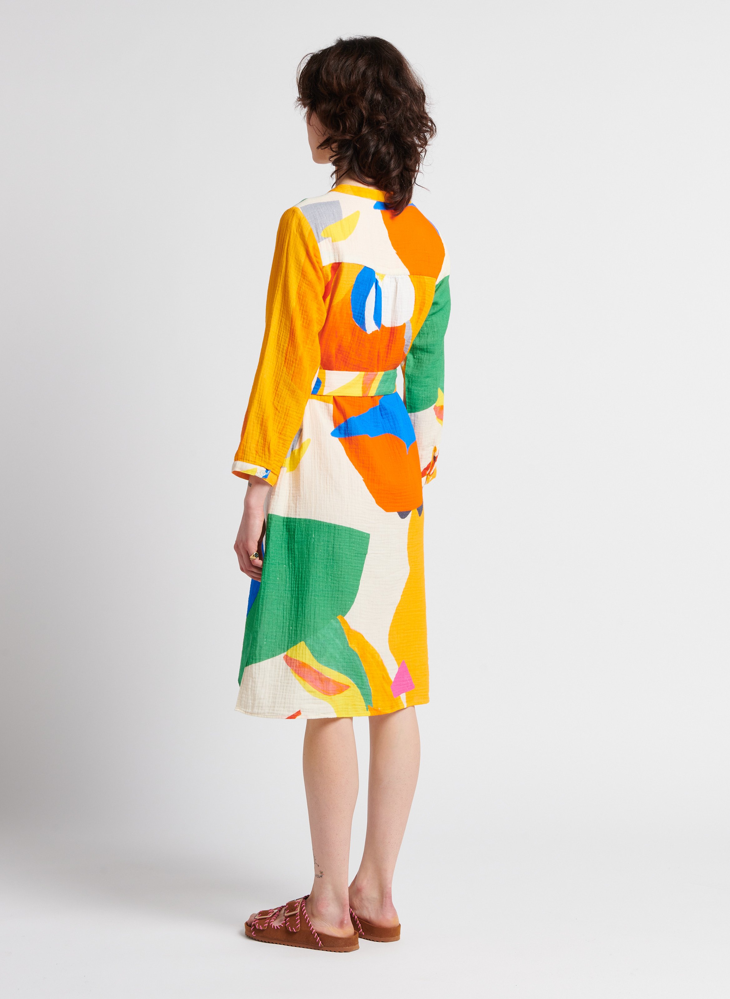 Printed cotton midi shirt dress G.KERO Multicolored