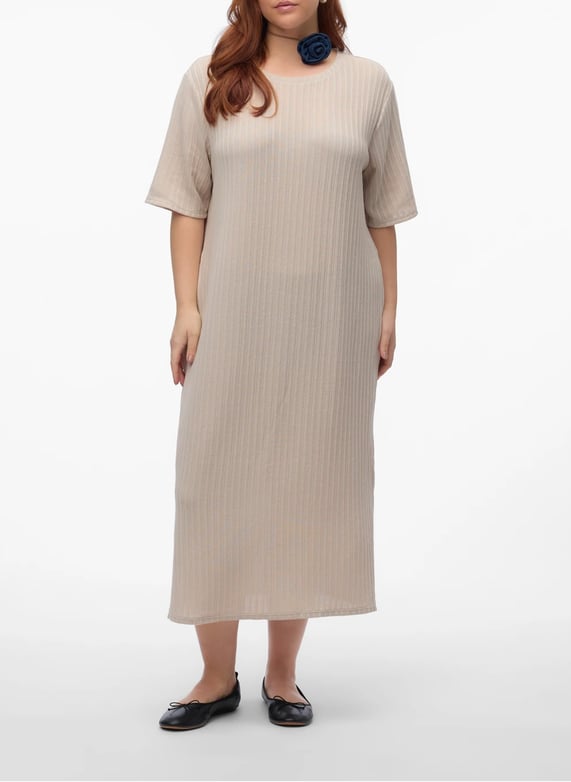 Ribbed midi dress Beige Vero moda curve - Women | Place des Tendances Ribbed midi dress Beige Vero moda curve - Women | Place des Tendances