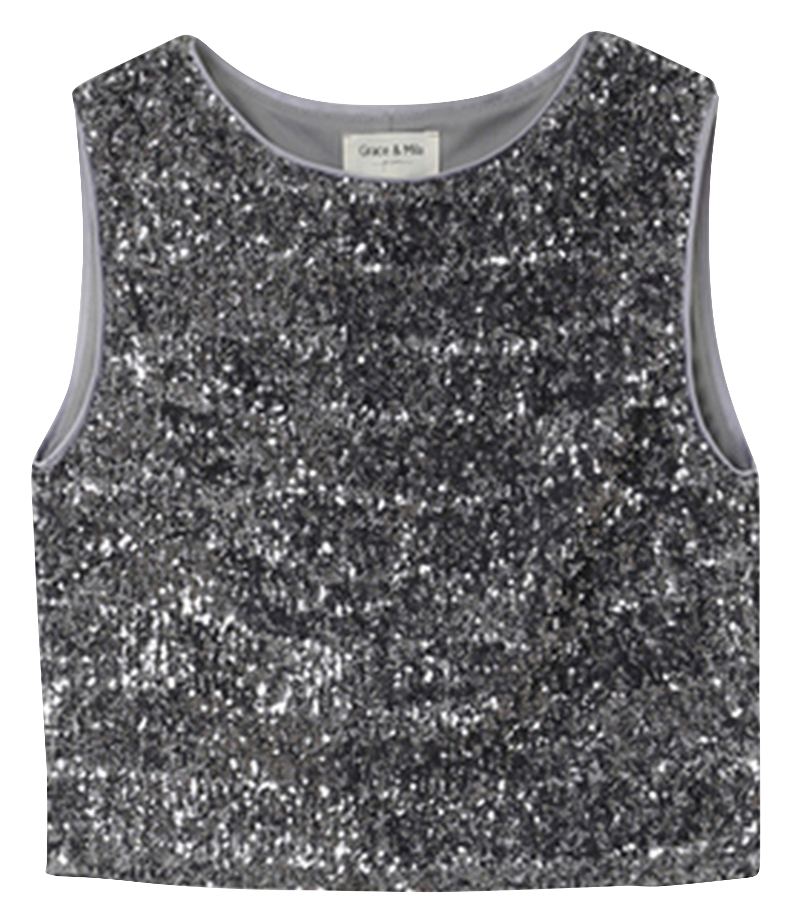 Regular-fit round-neck sequin top GRACE ET MILA Grey