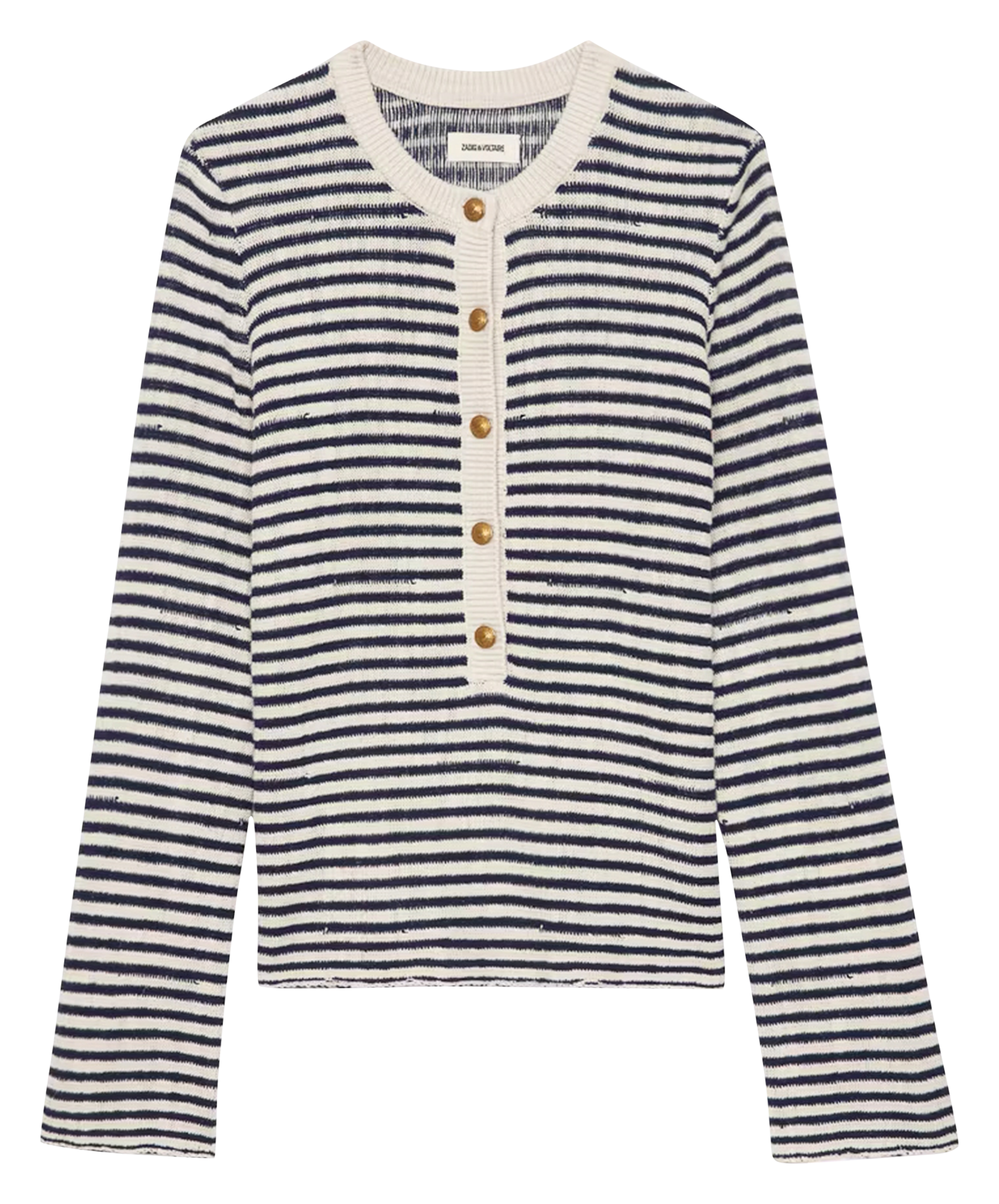 Pull boutonné rayé en coton mélangé ZADIG&VOLTAIRE Bleu