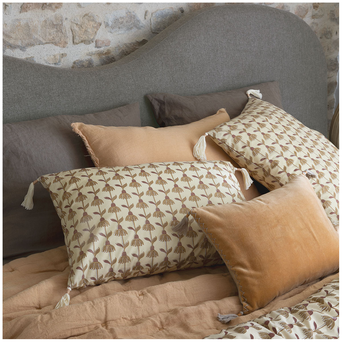 Daphne cotton cushion cover BLANC D'IVOIRE Beige
