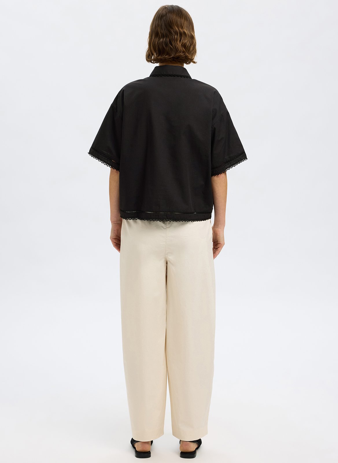 Straight shirt with lace details SELECTED Black