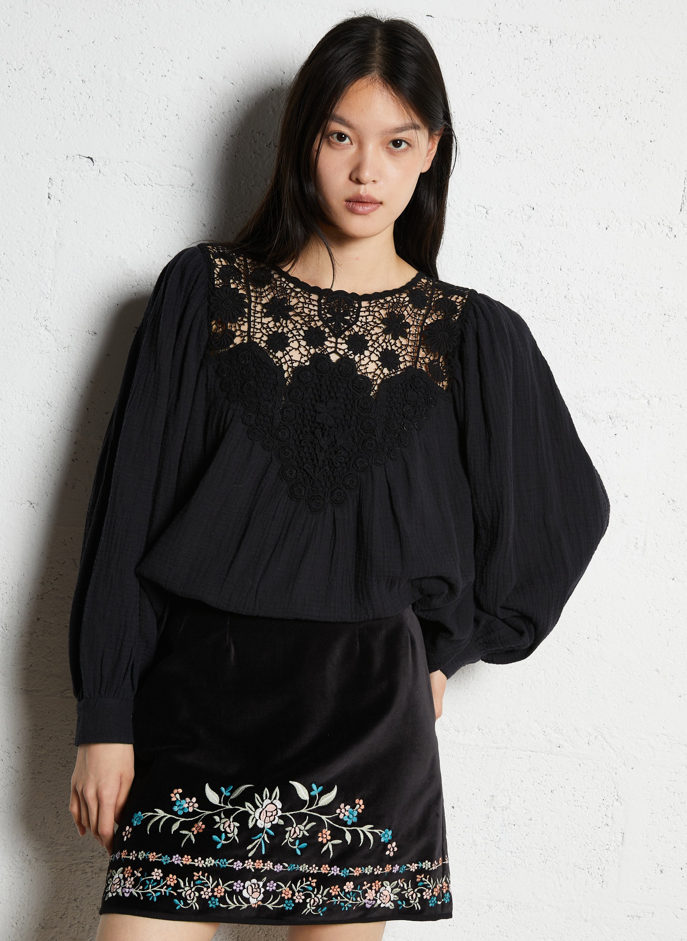 Oversized cotton blouse LOUISE MISHA Black