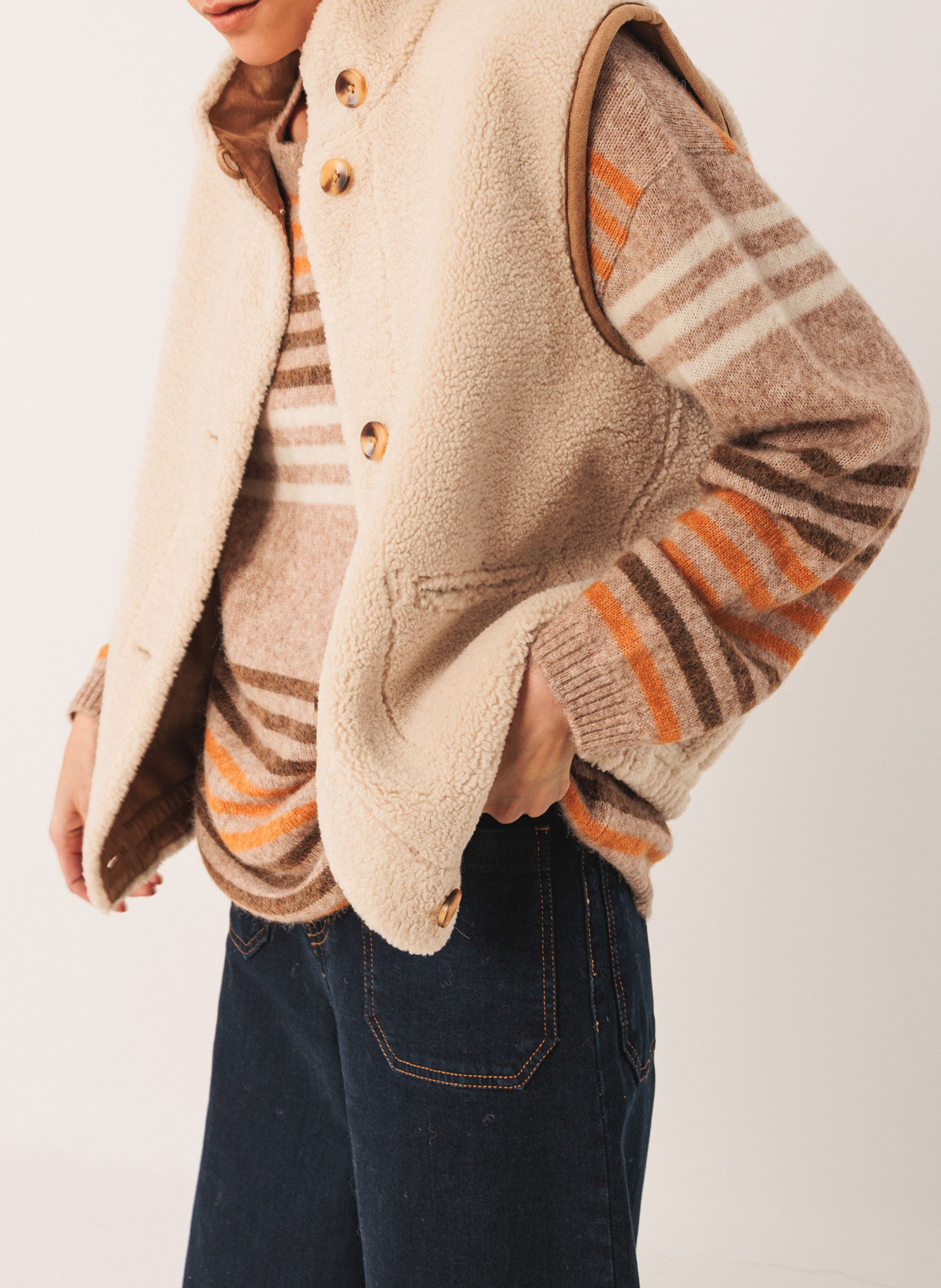 Strickjacke mit Stehkragen INDI & COLD Beige