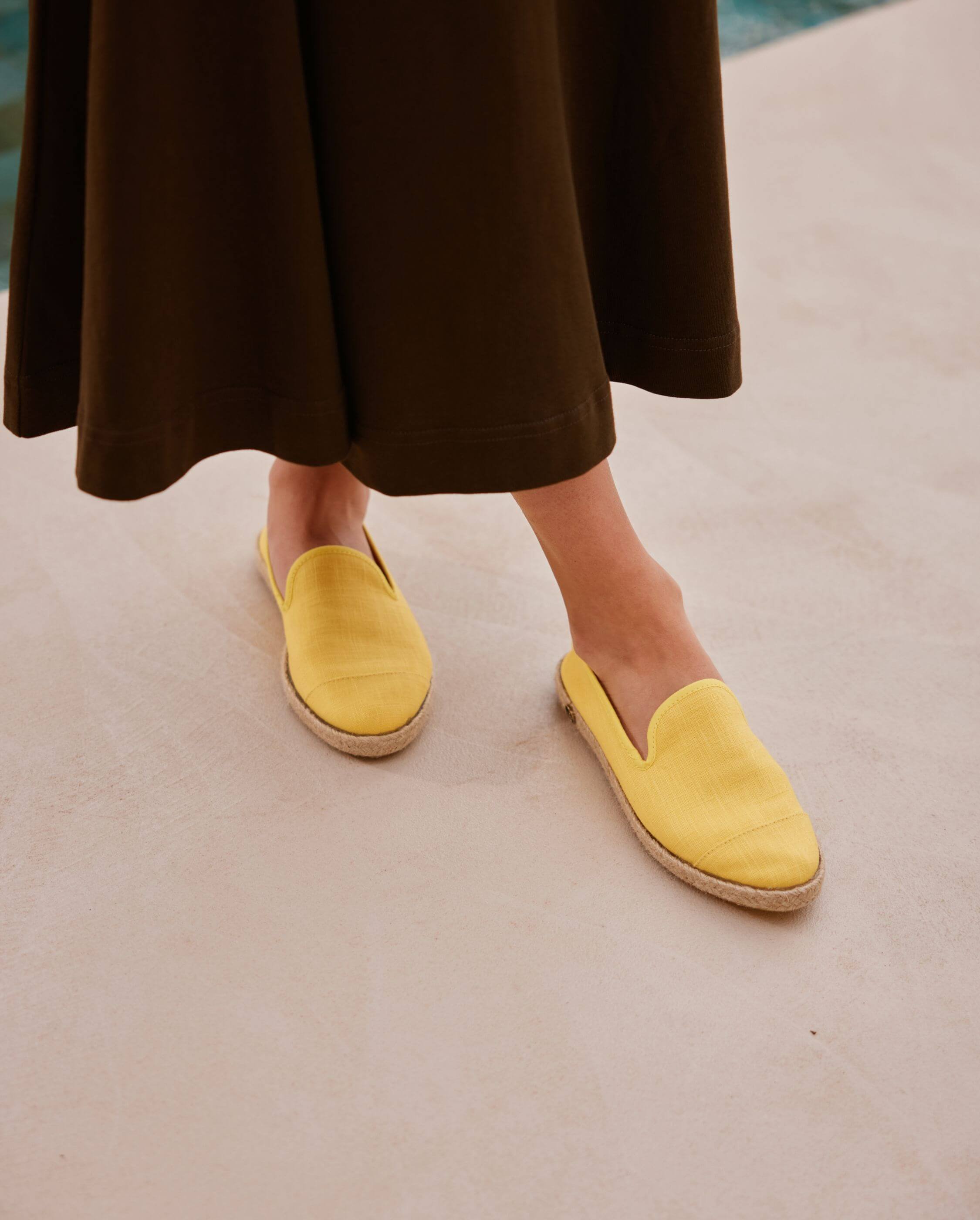 Women's linen espadrilles, yellow ANGARDE Yellow