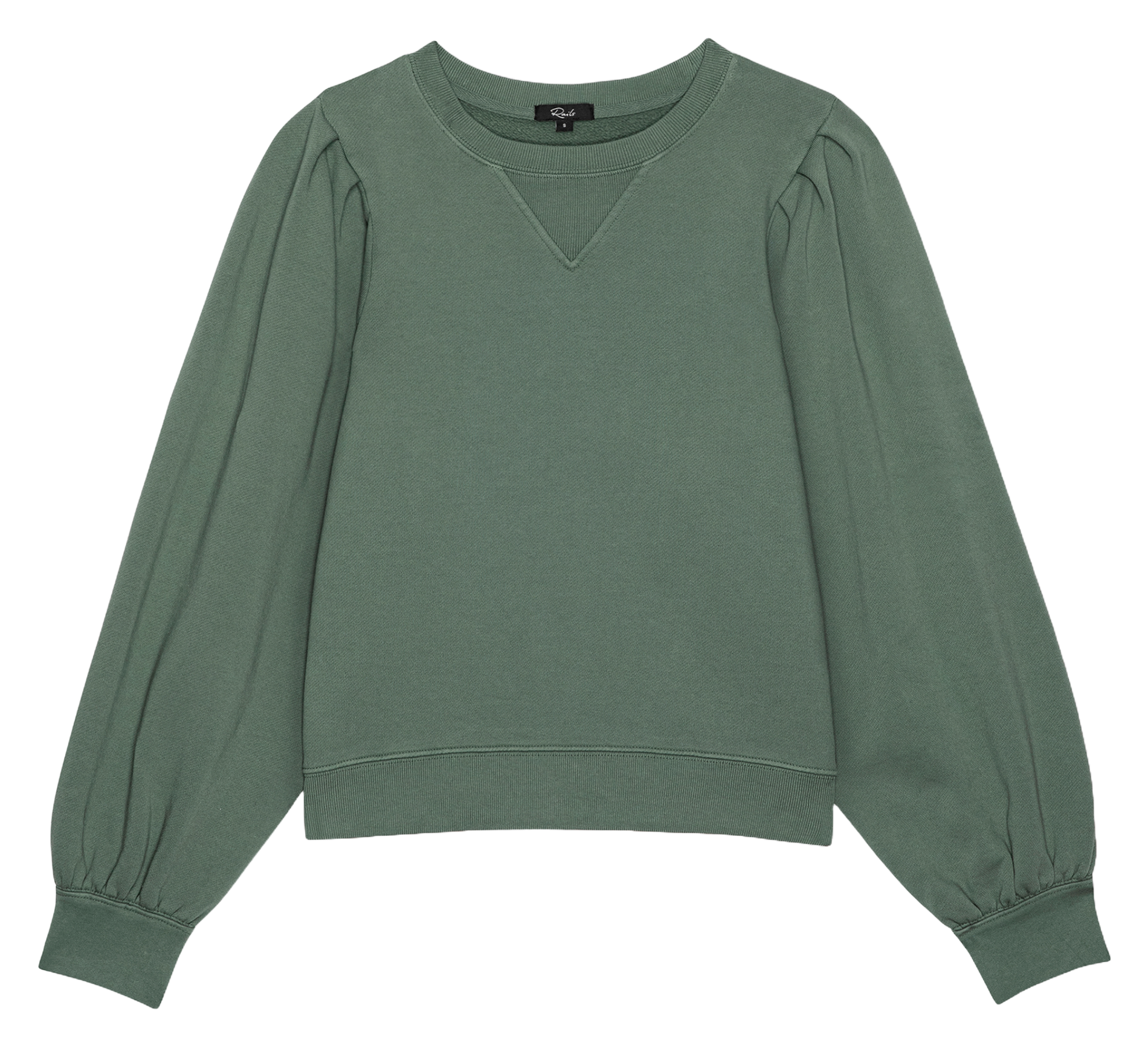 Sweat uni à manches bouffantes RAILS Vert