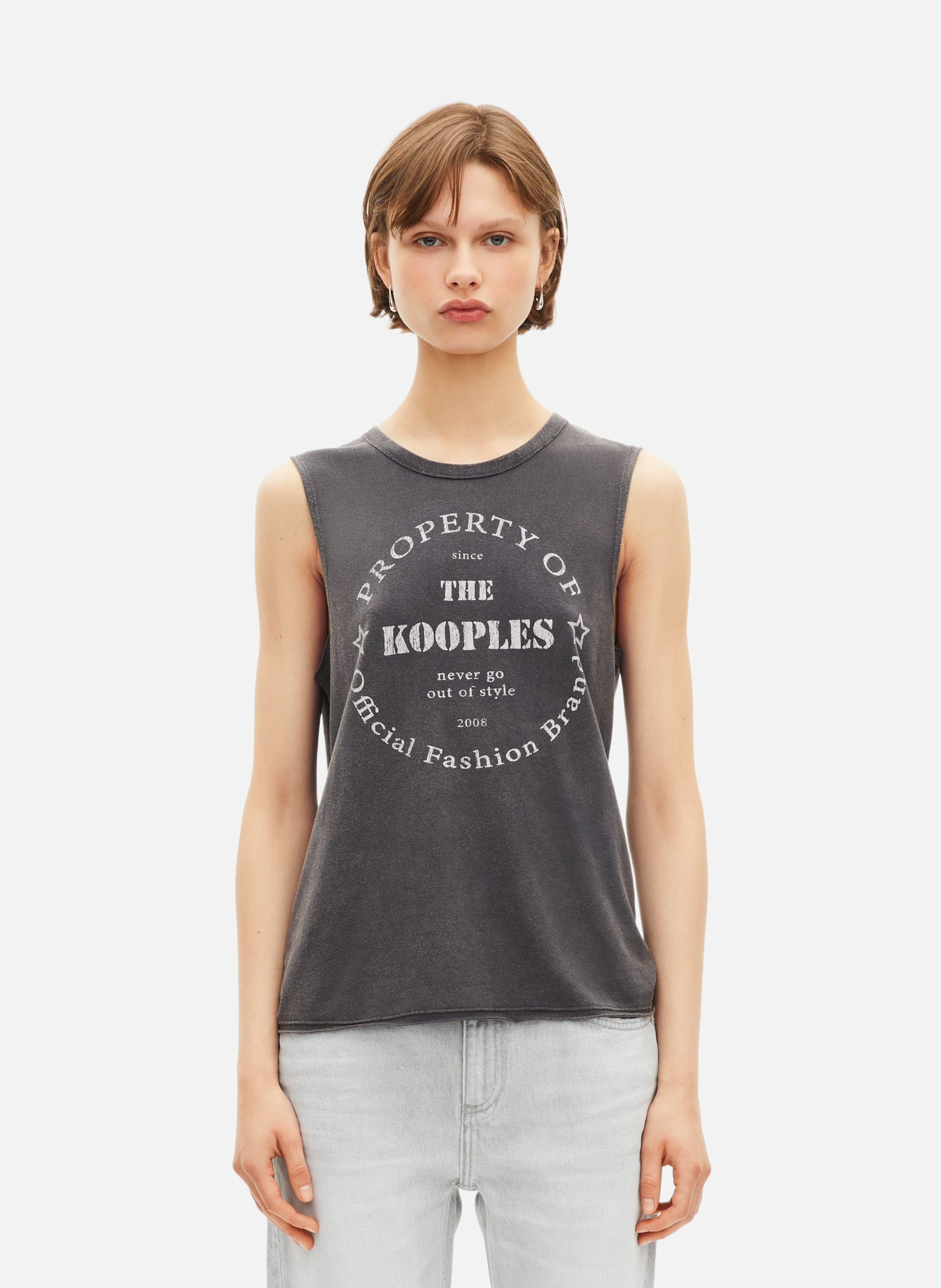 Tank top with screen printing THE KOOPLES Black
