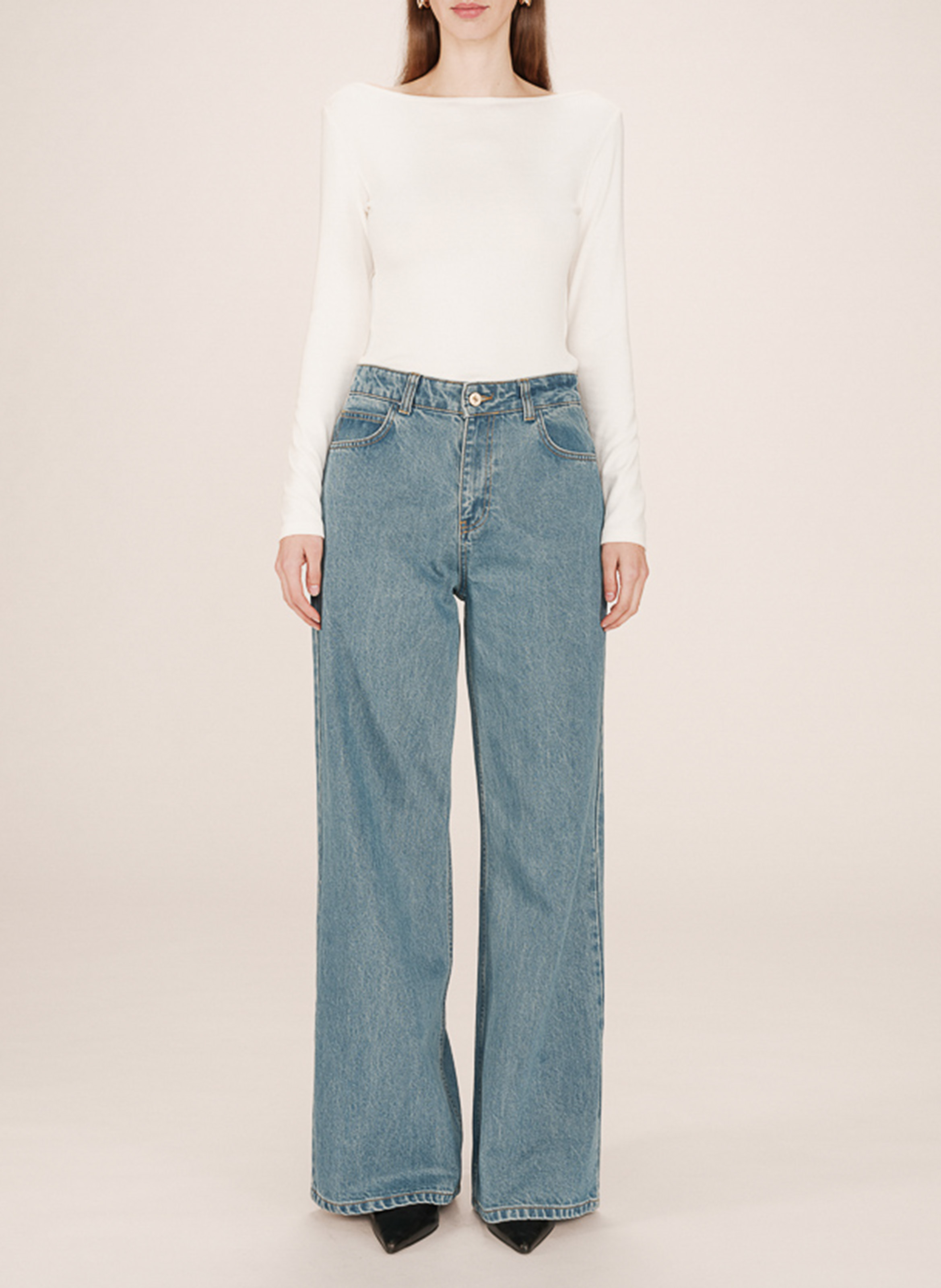 Jean évasée en coton GRACE ET MILA Bleu