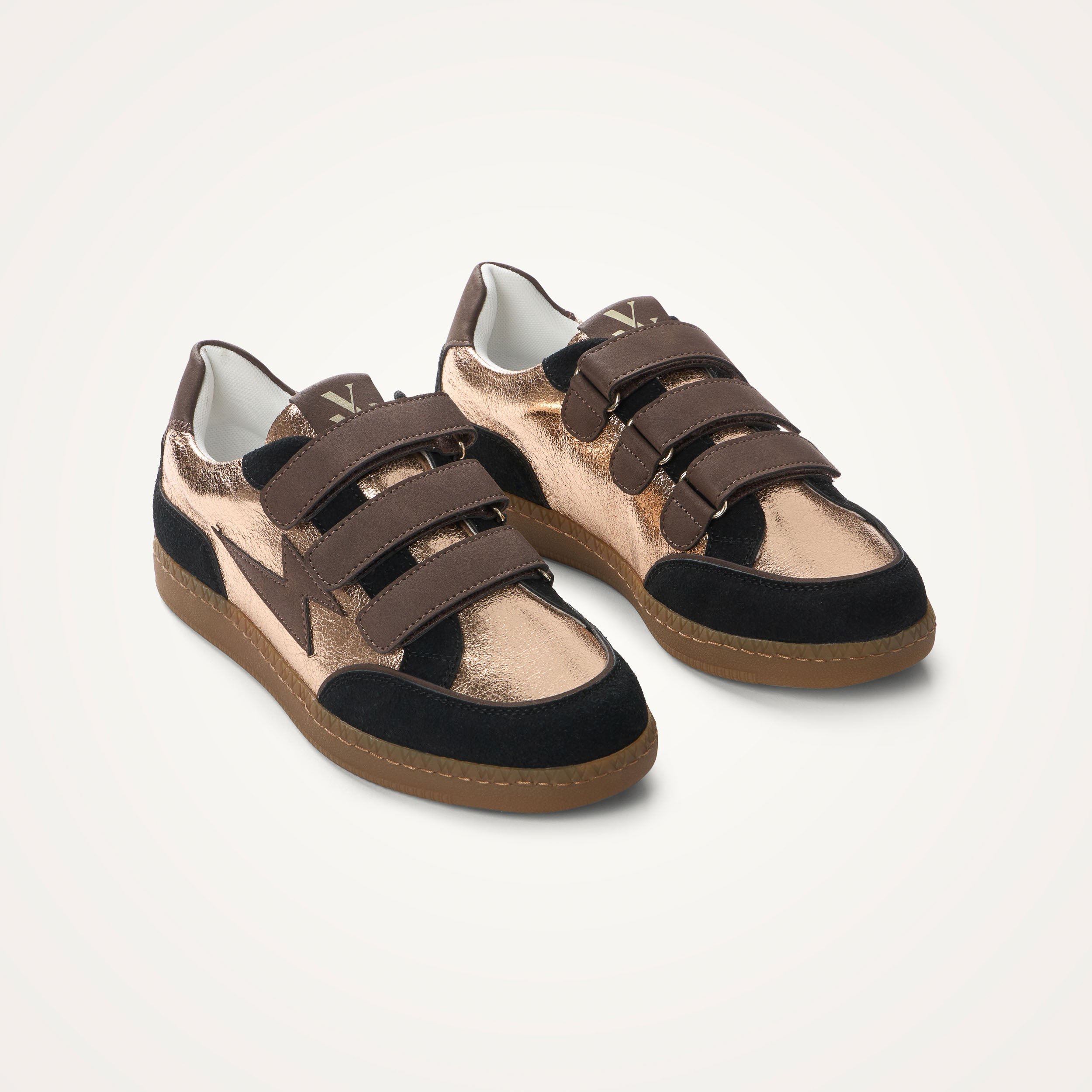 Baskets basses rétro à scratchs VANESSA WU Doré