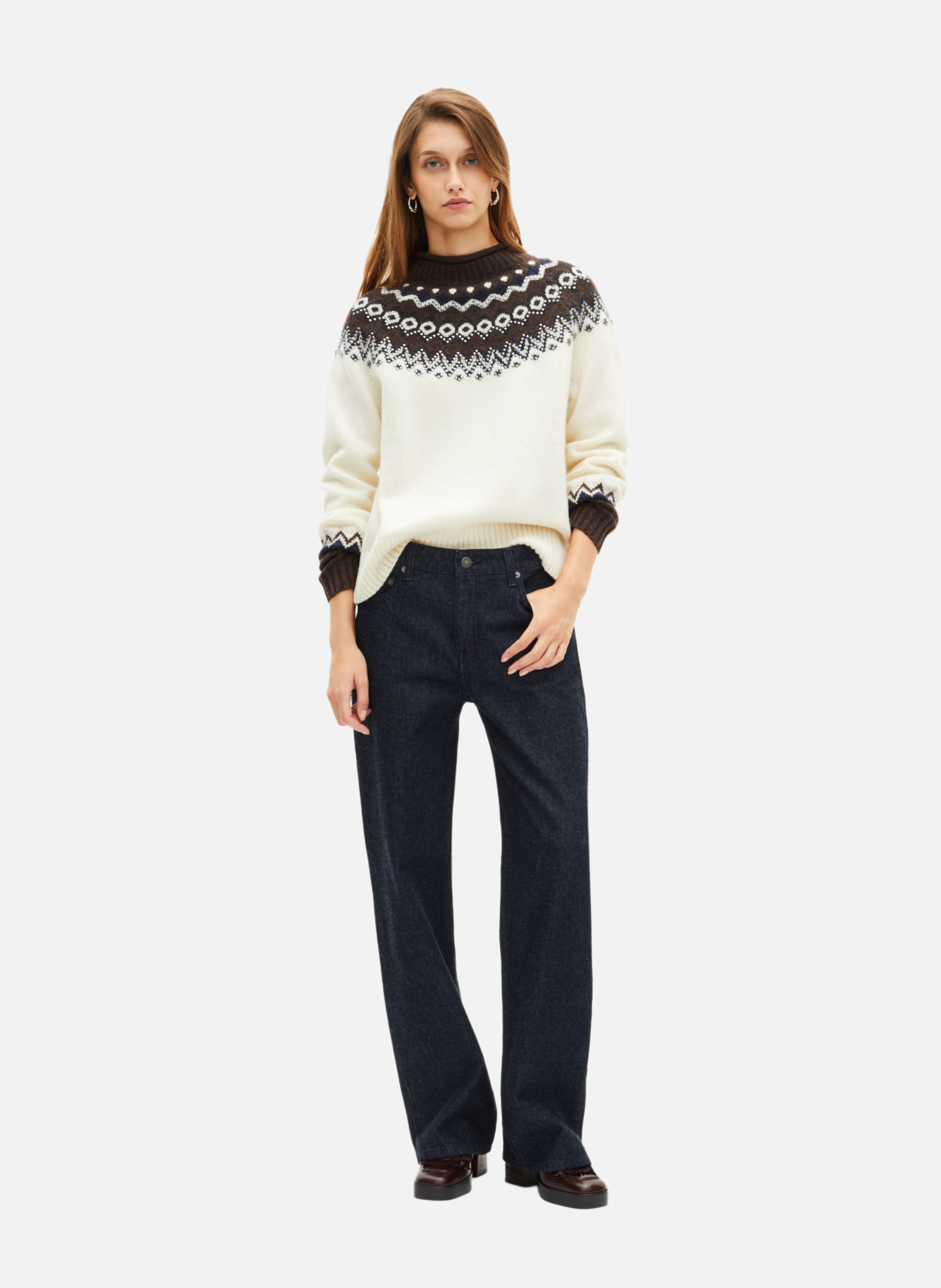 Sweater in mixed wool blend pattern THE KOOPLES Beige