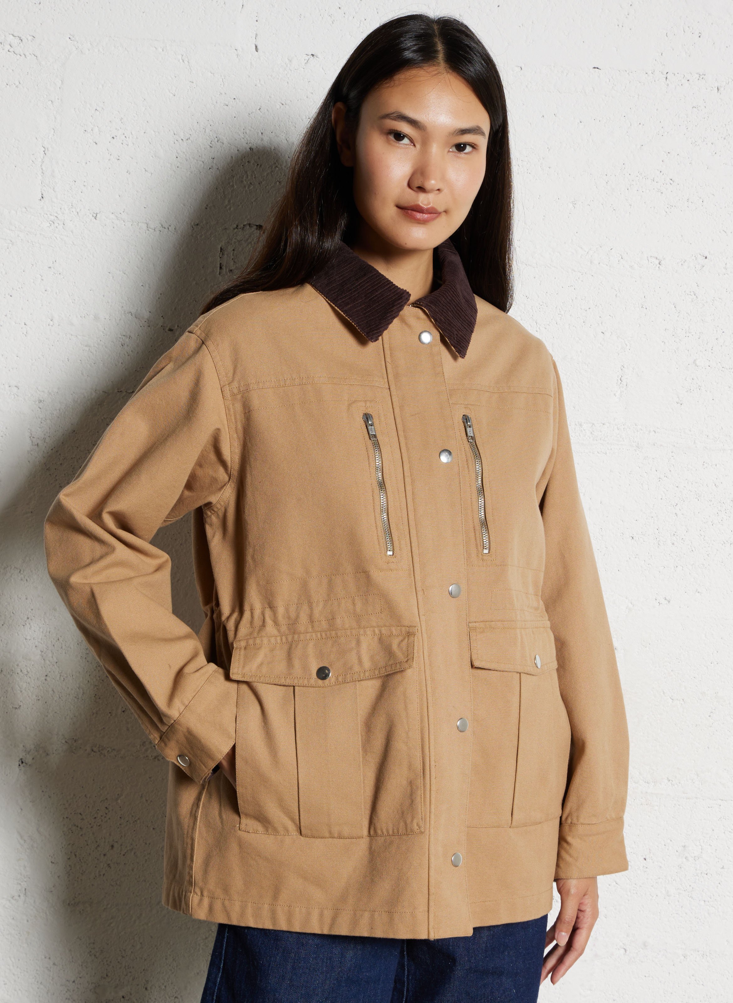 Manteau col classique en coton MKT Beige
