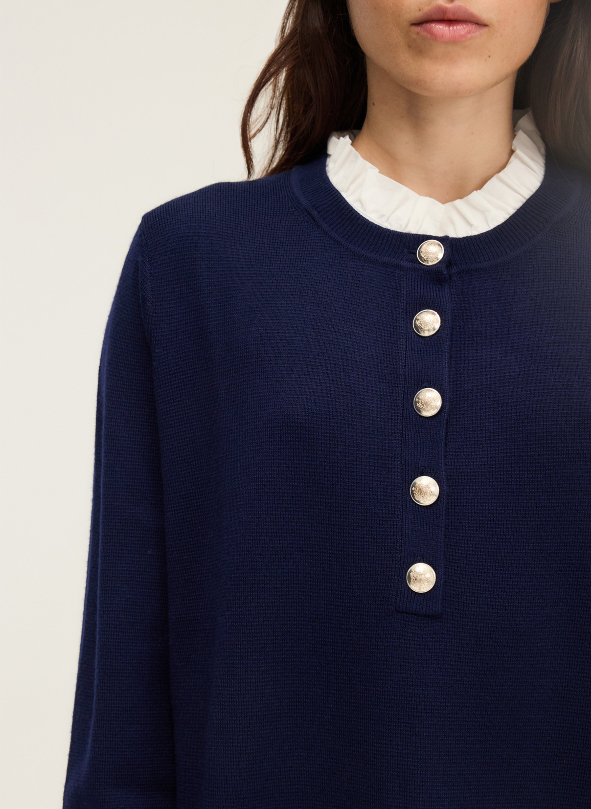 Robe courte col rond en laine mélangée PABLO Bleu