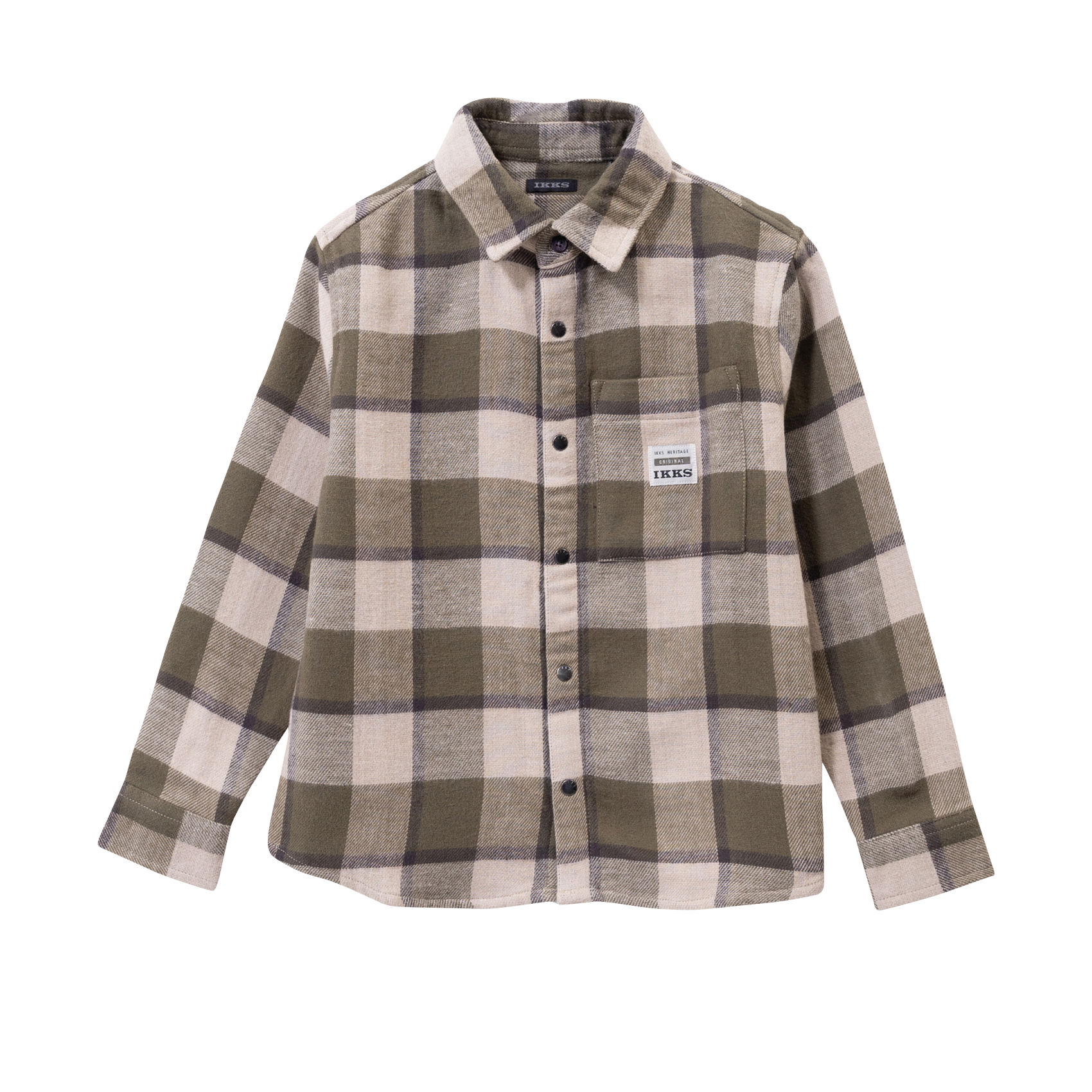 Recht, katoenen overshirt met klassieke kraag IKKS JUNIOR Kaki