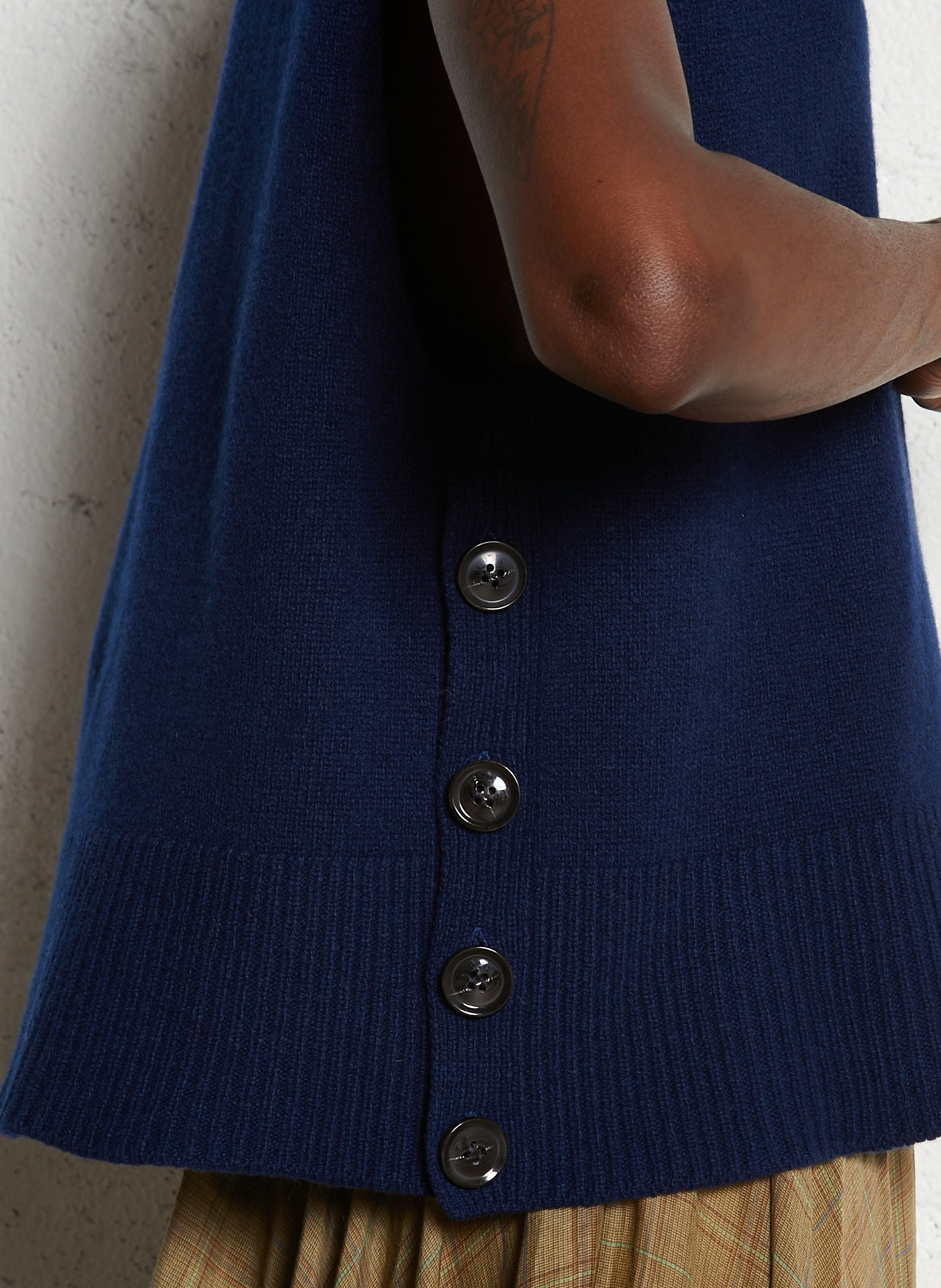 Mouwloze rechte wollen trui MAISON ANJE Blauw