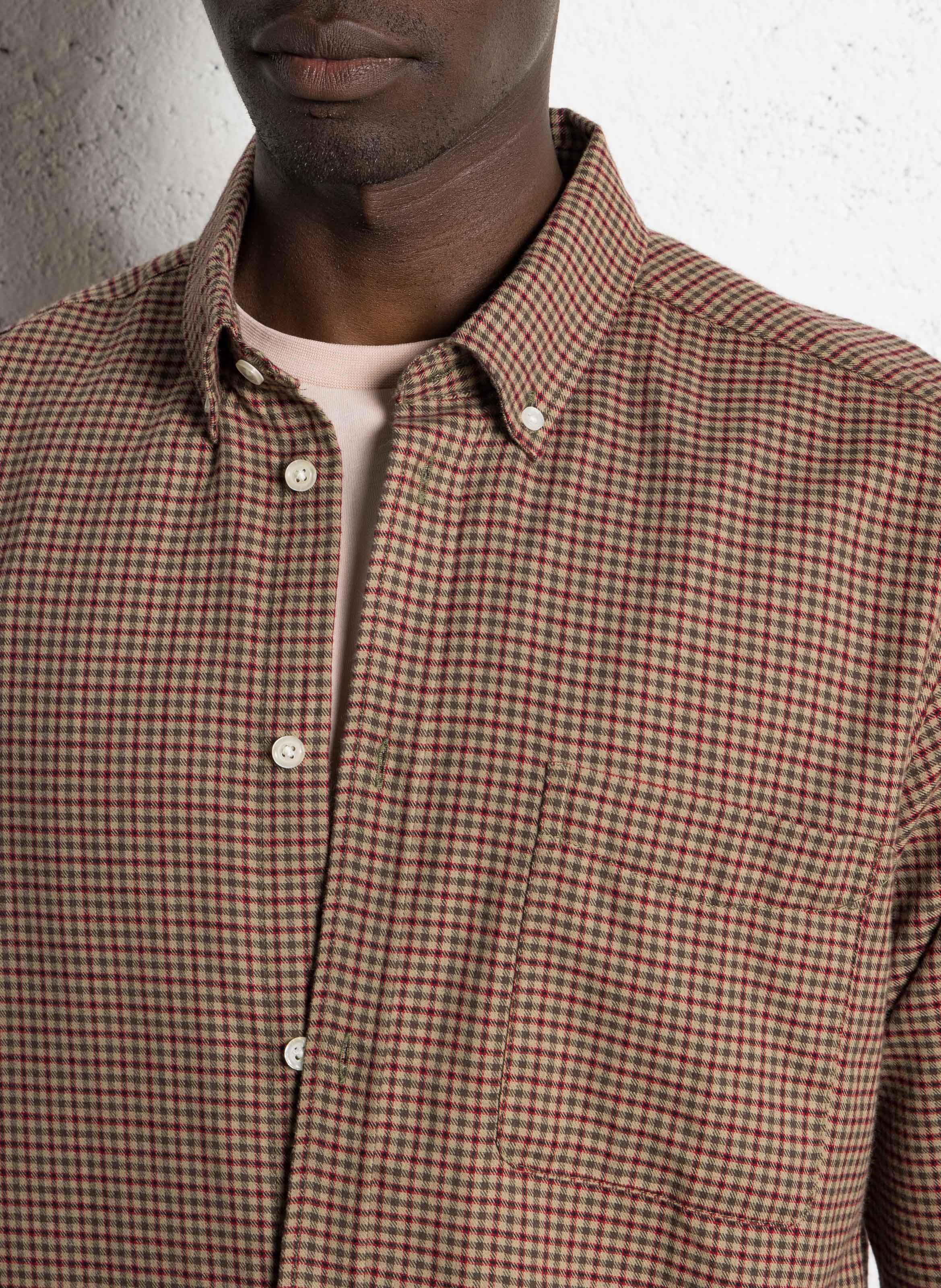 Oversized button-up checkered shirt LES DEUX Brown