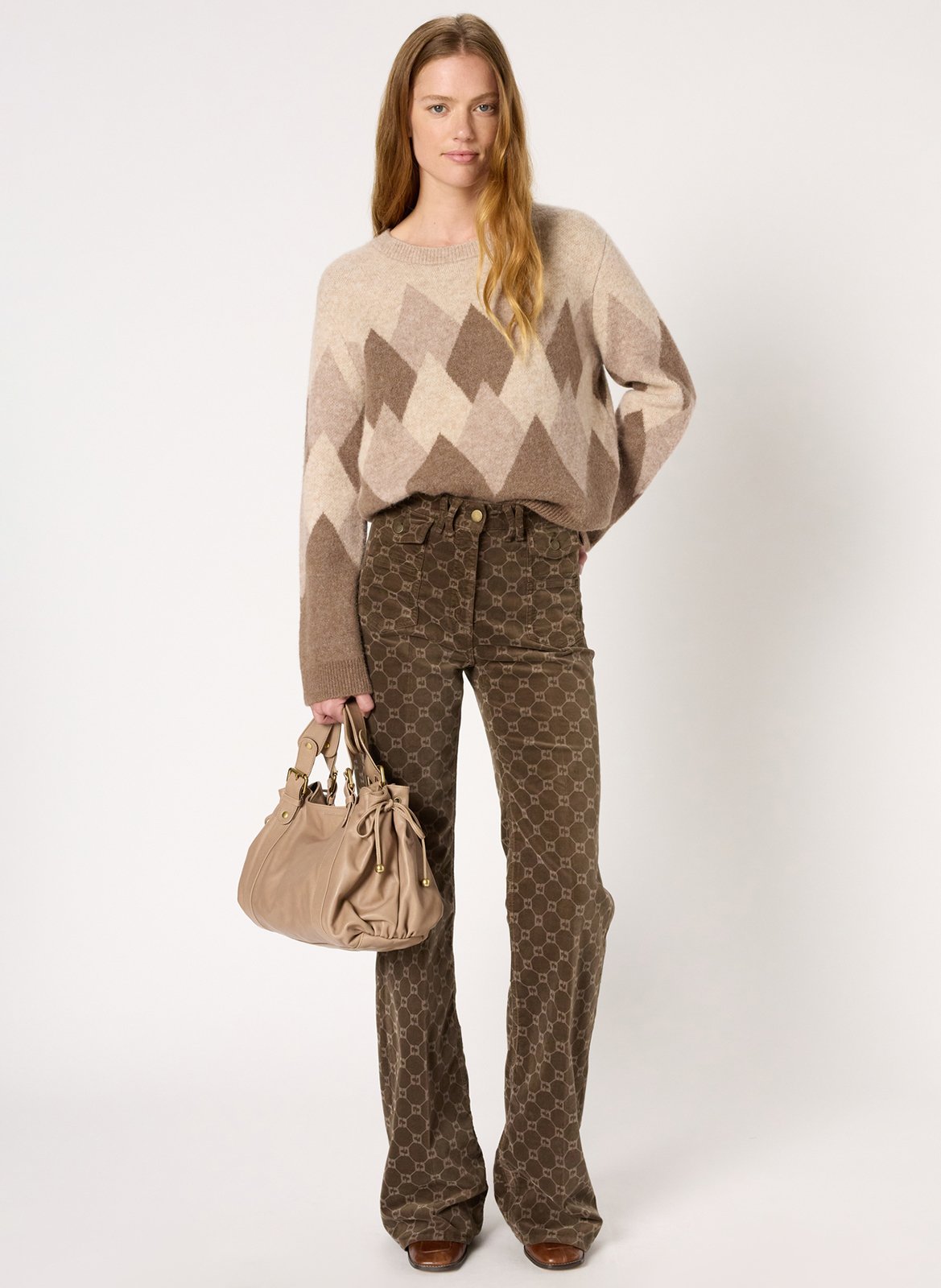 Effen trui van wolmix met lange mouwen en kant GERARD DAREL Beige