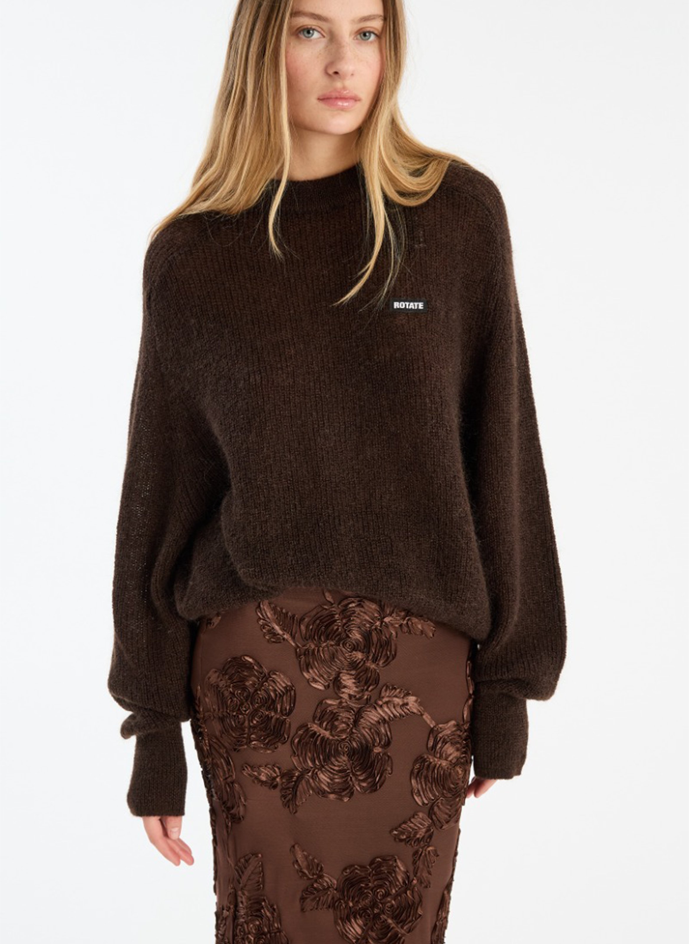 Alpaca wool sweater ROTATE Brown