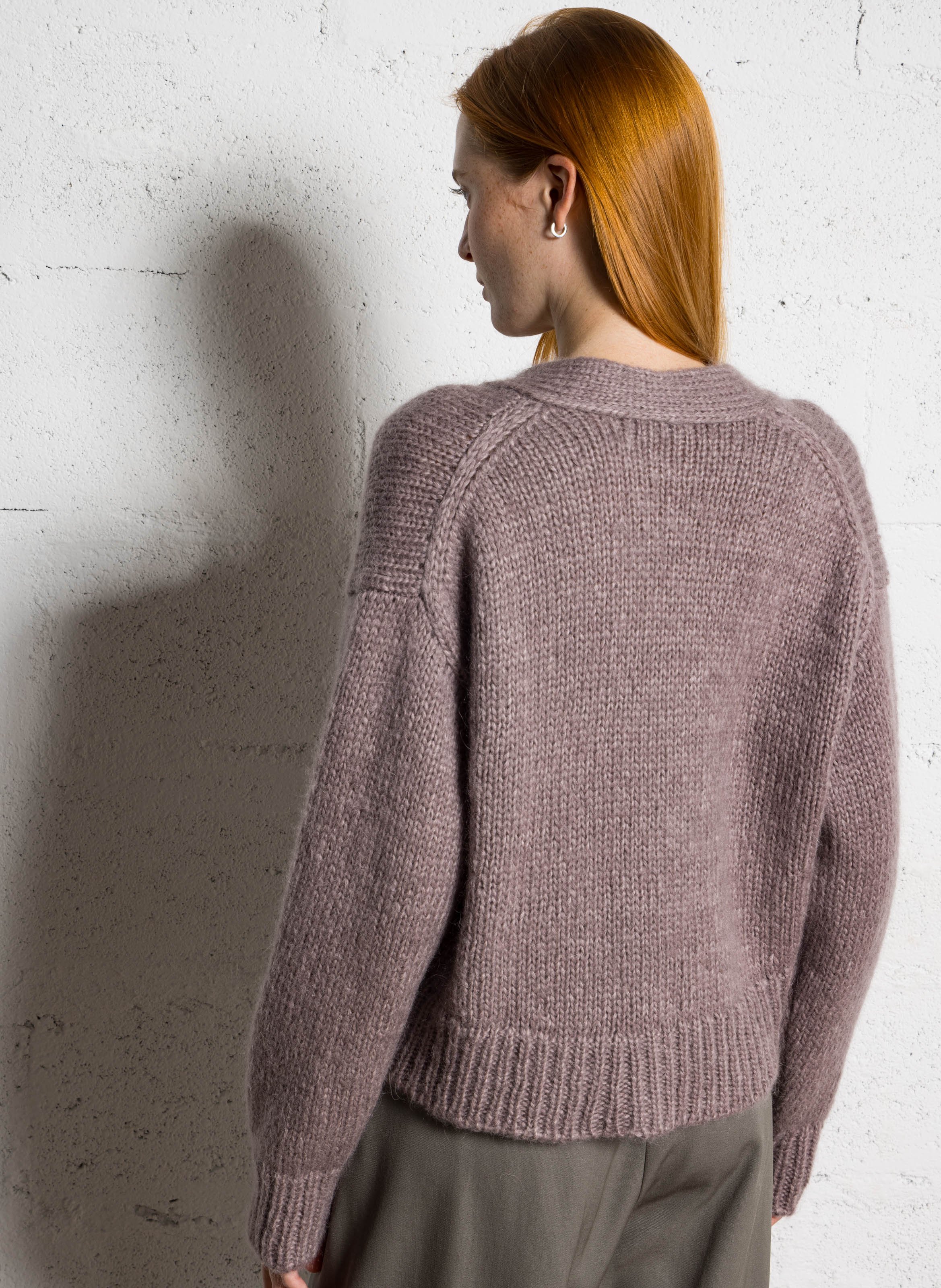 Gilet oversize col V en laine mélangée MASSCOB Rose