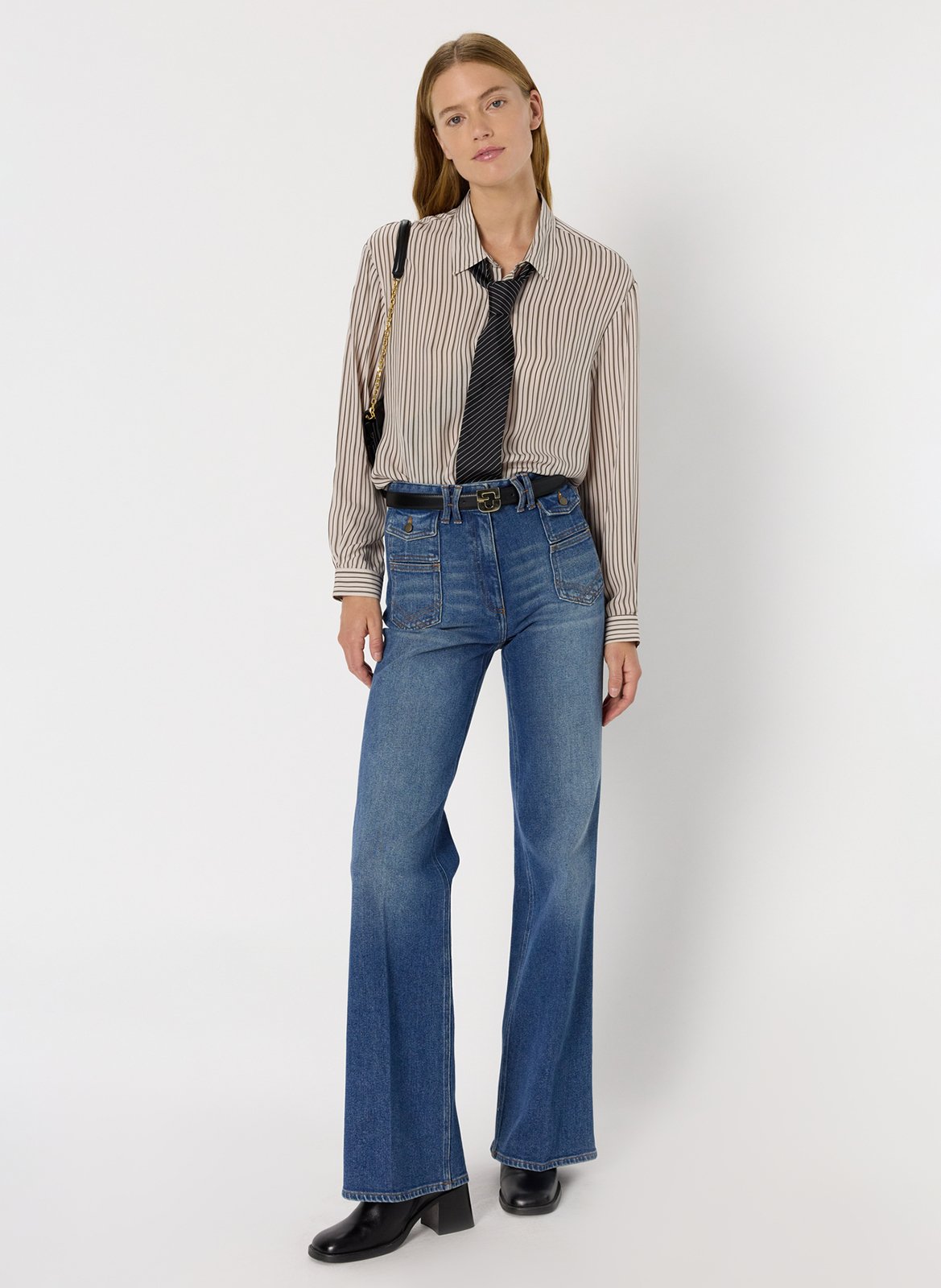 Chemise droite rayée GERARD DAREL Beige