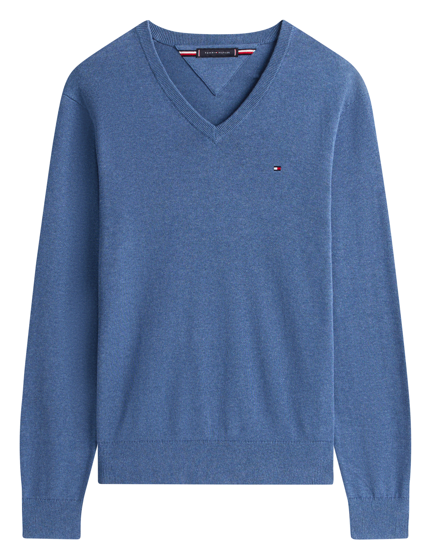 Straight V-neck cotton sweater TOMMY HILFIGER Blue