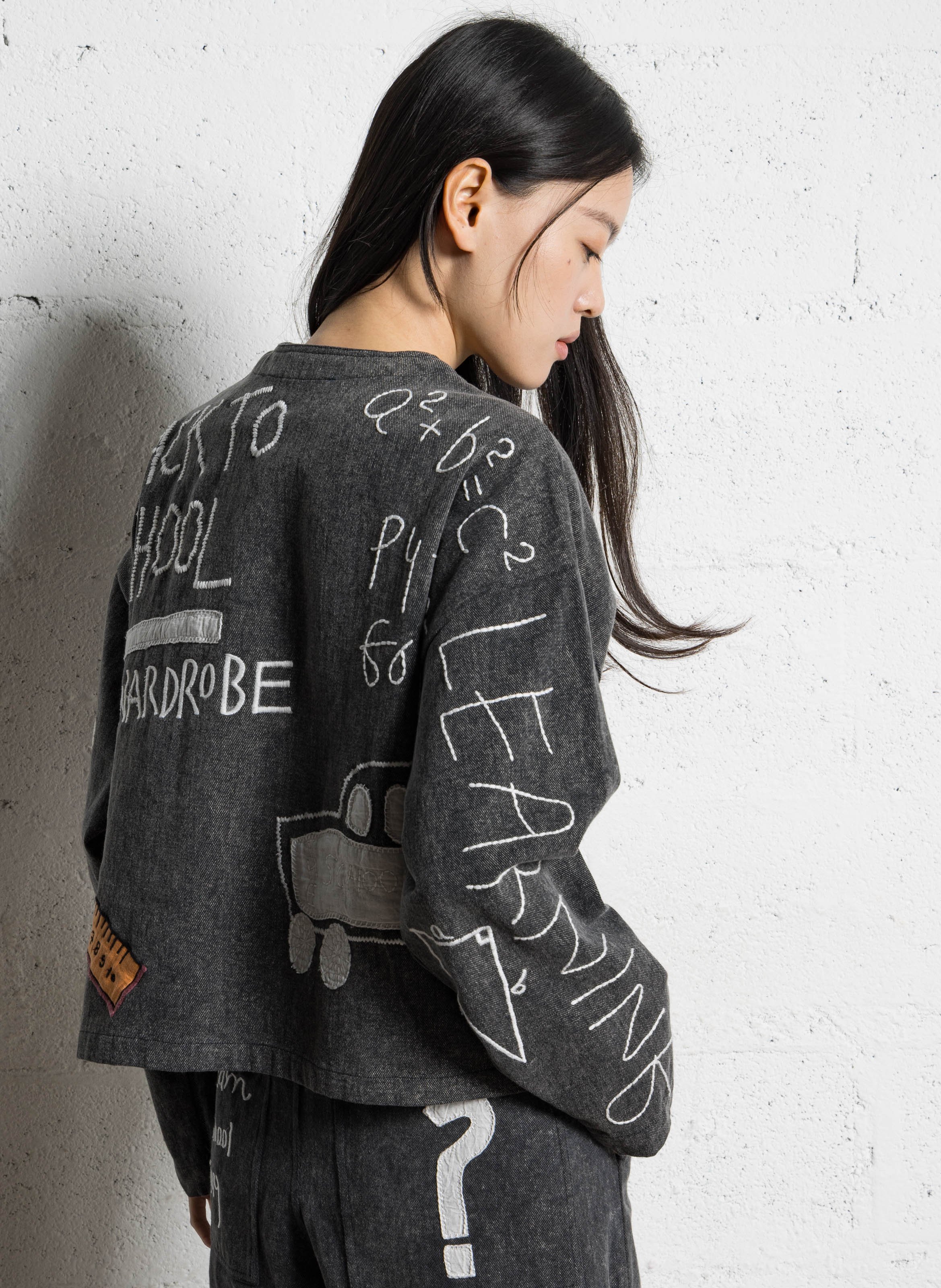 Veste courte en jean col rond STELLA NOVA Noir