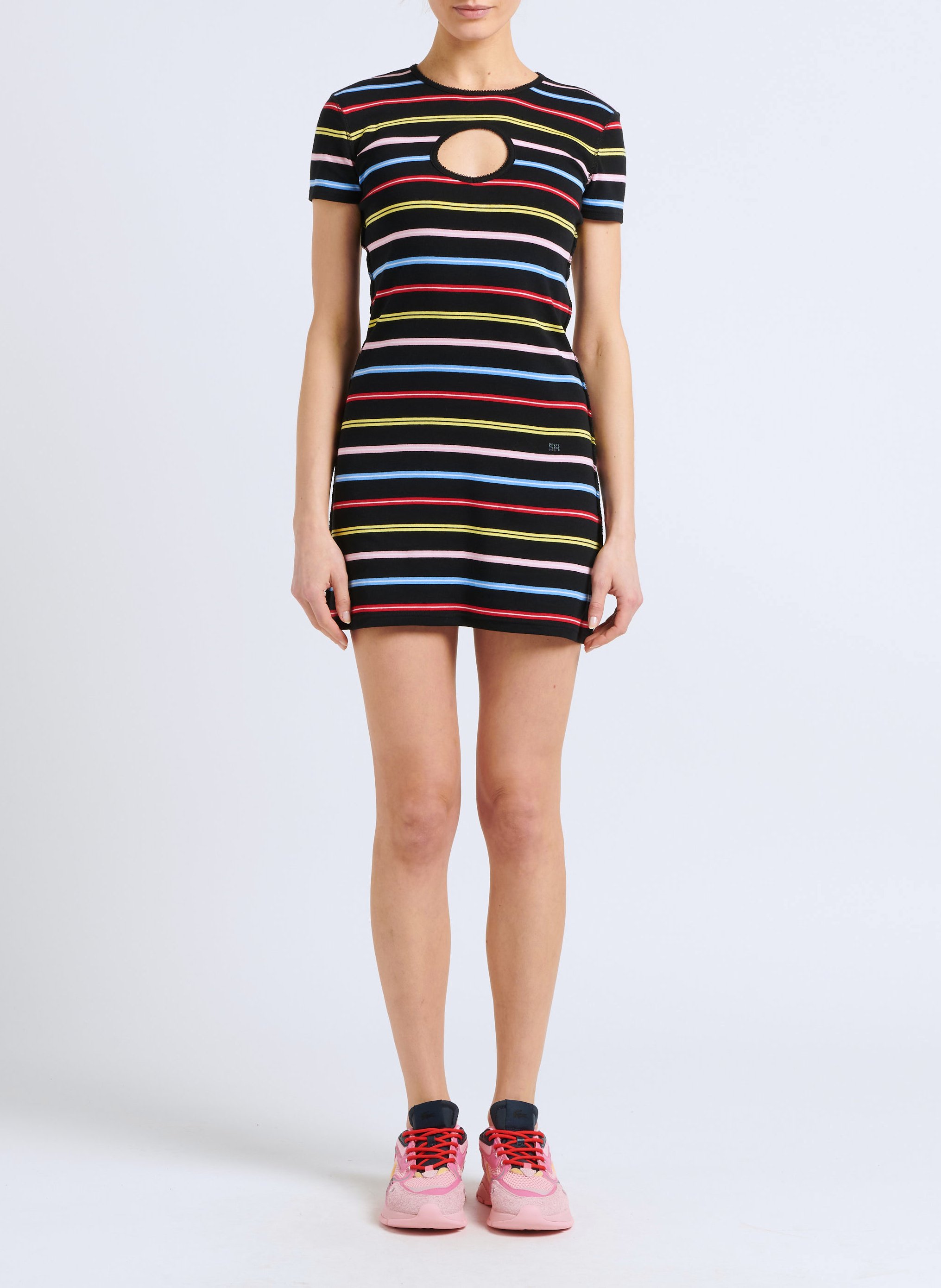 Robe courte à rayures coloris en coton  SONIA RYKIEL Noir