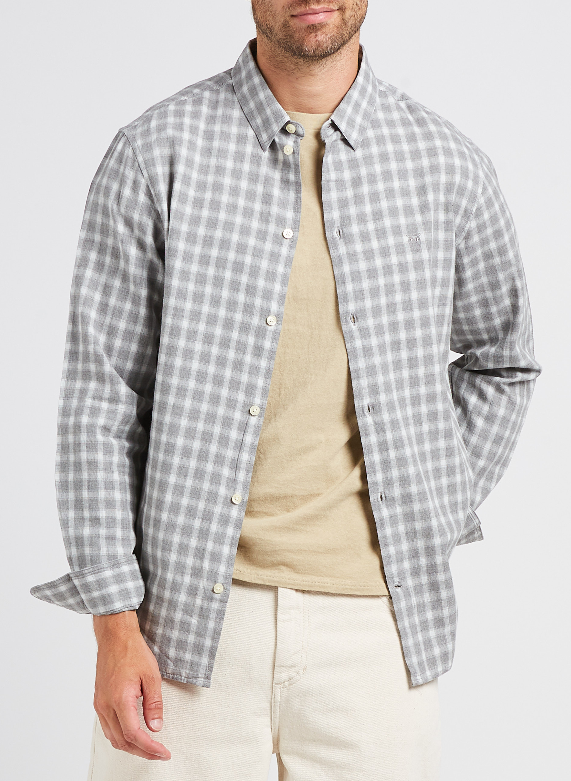 Geruite blouse van biologisch katoen met klassieke kraag KNOWLEDGE COTTON APPAREL Veelkleurig