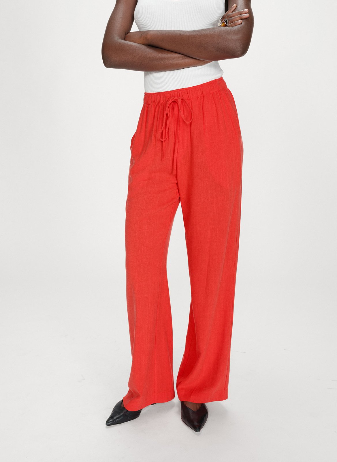 <p>Broek met hoge taille effen</p> GRACE ET MILA Rood