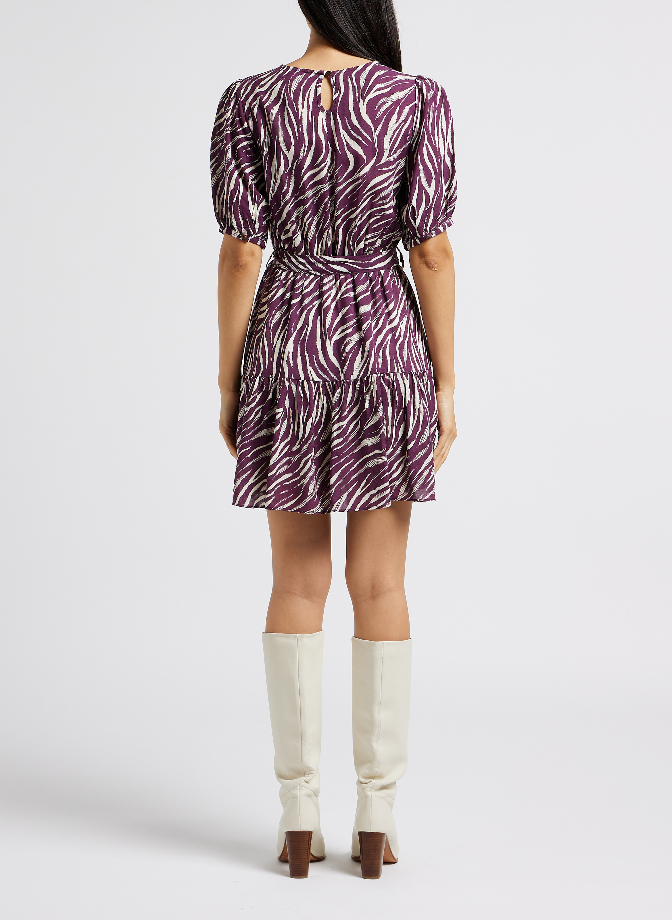 Robe courte droite col rond à imprimé GRACE ET MILA Rose