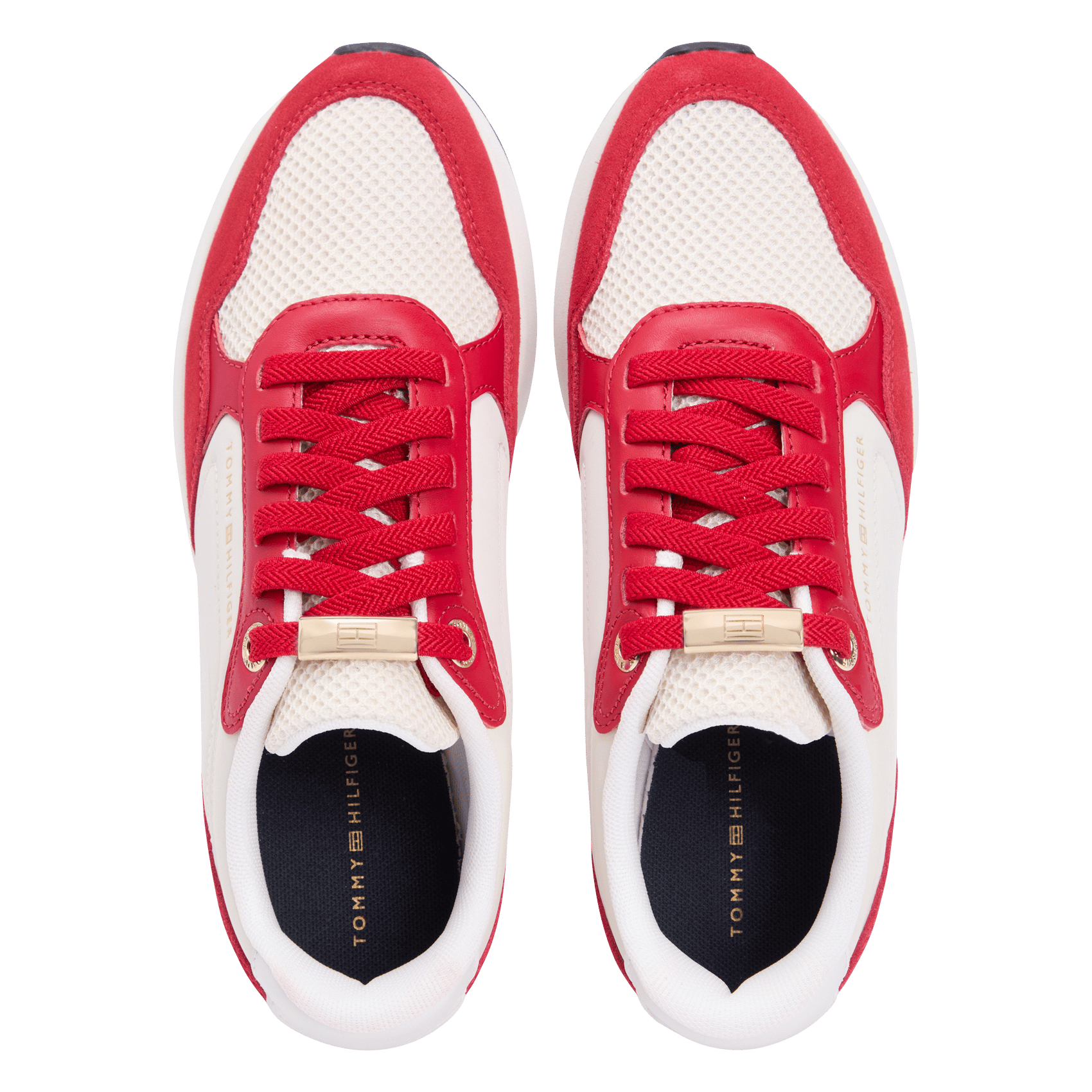 Lace-up leather low-top sneakers TOMMY HILFIGER Red