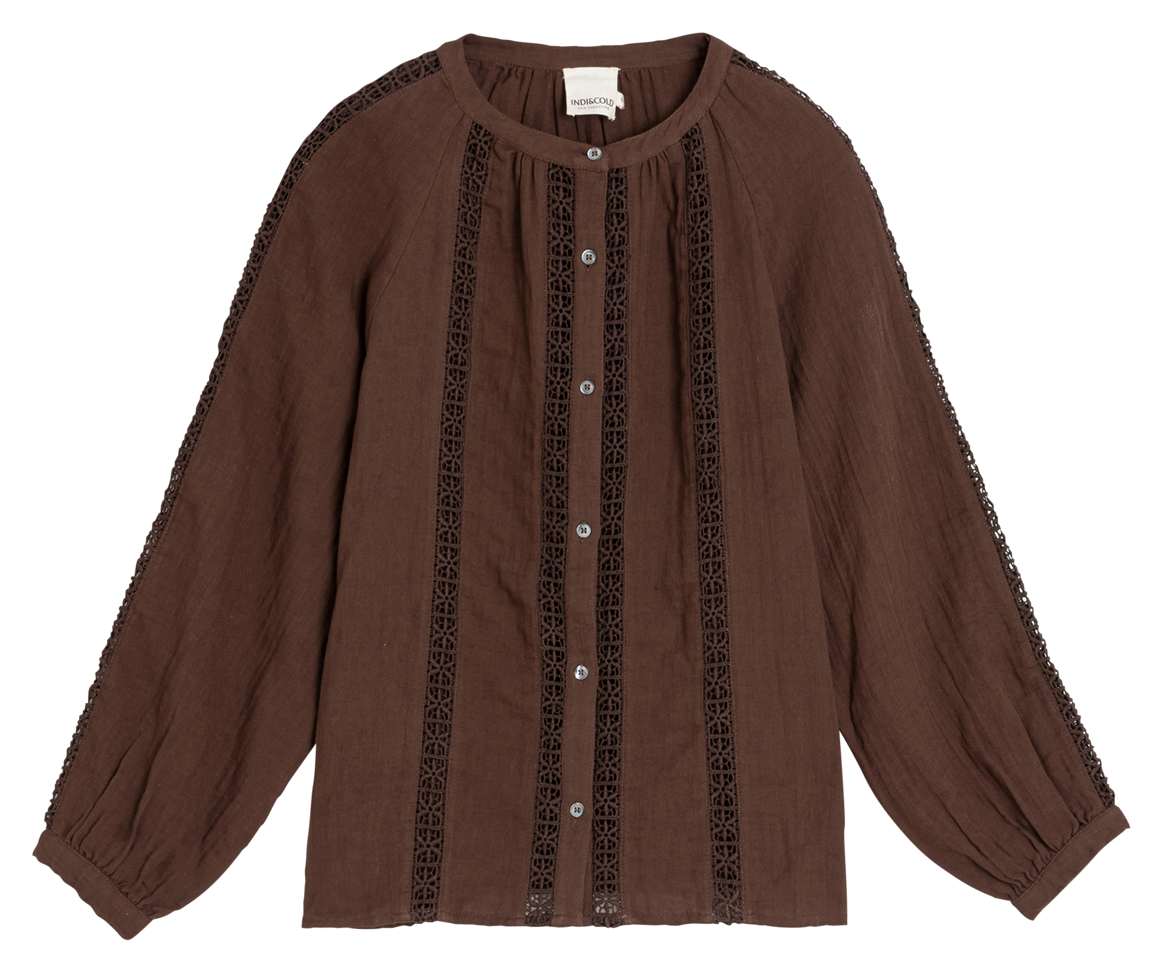 Organic Cotton Lace Blouse INDI & COLD Brown