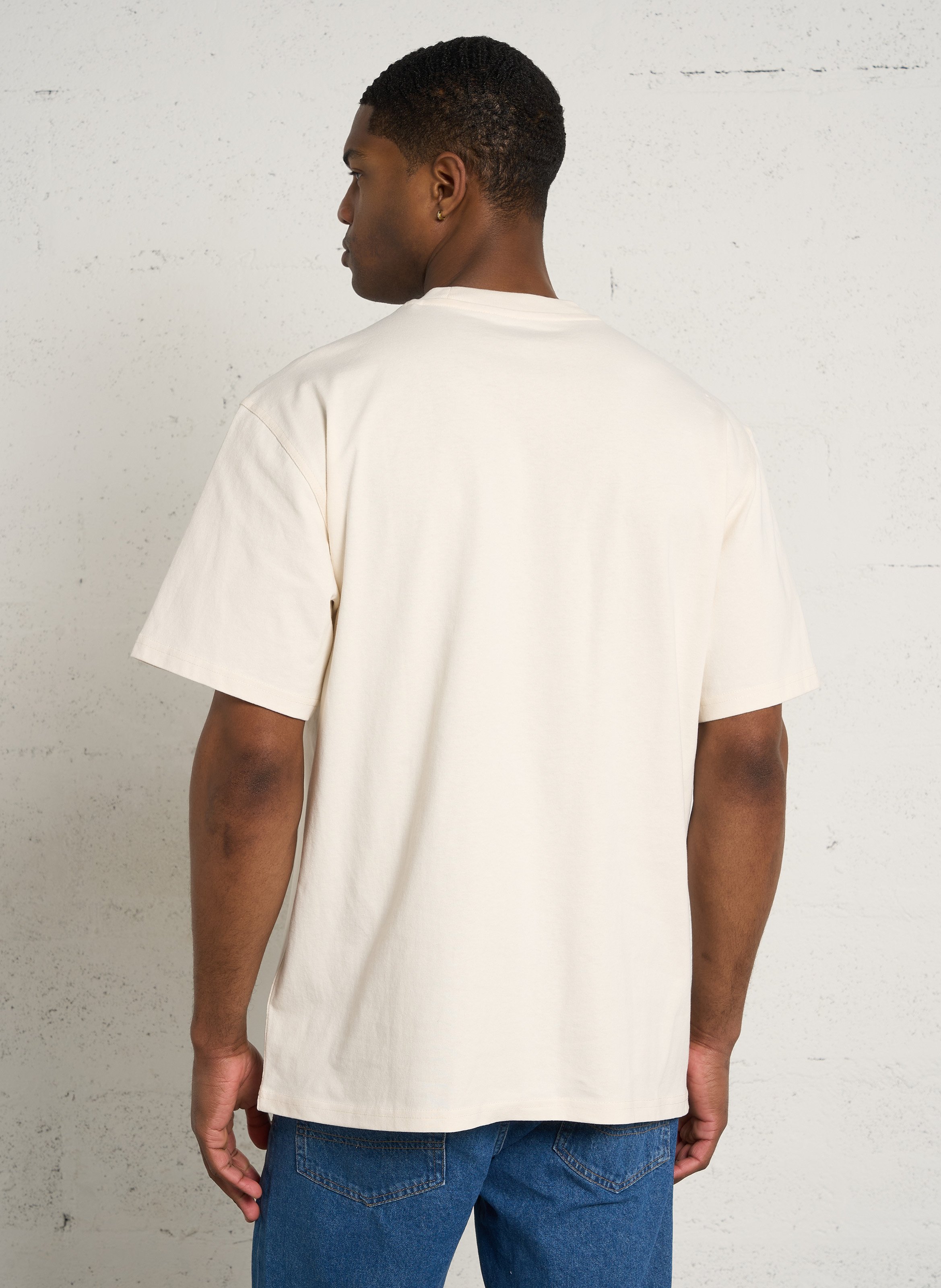 Ruimvallend, katoenen T-shirt met ronde hals en borduursel DICKIES Beige