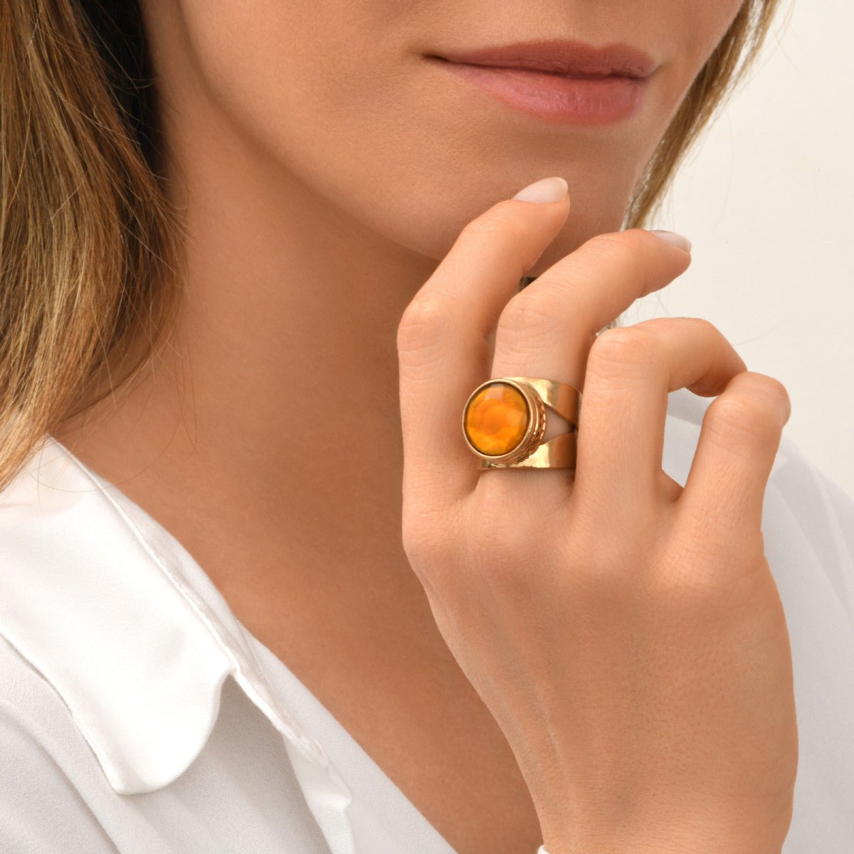 Bague large ajustable   ajustable SATELLITE PARIS Orange