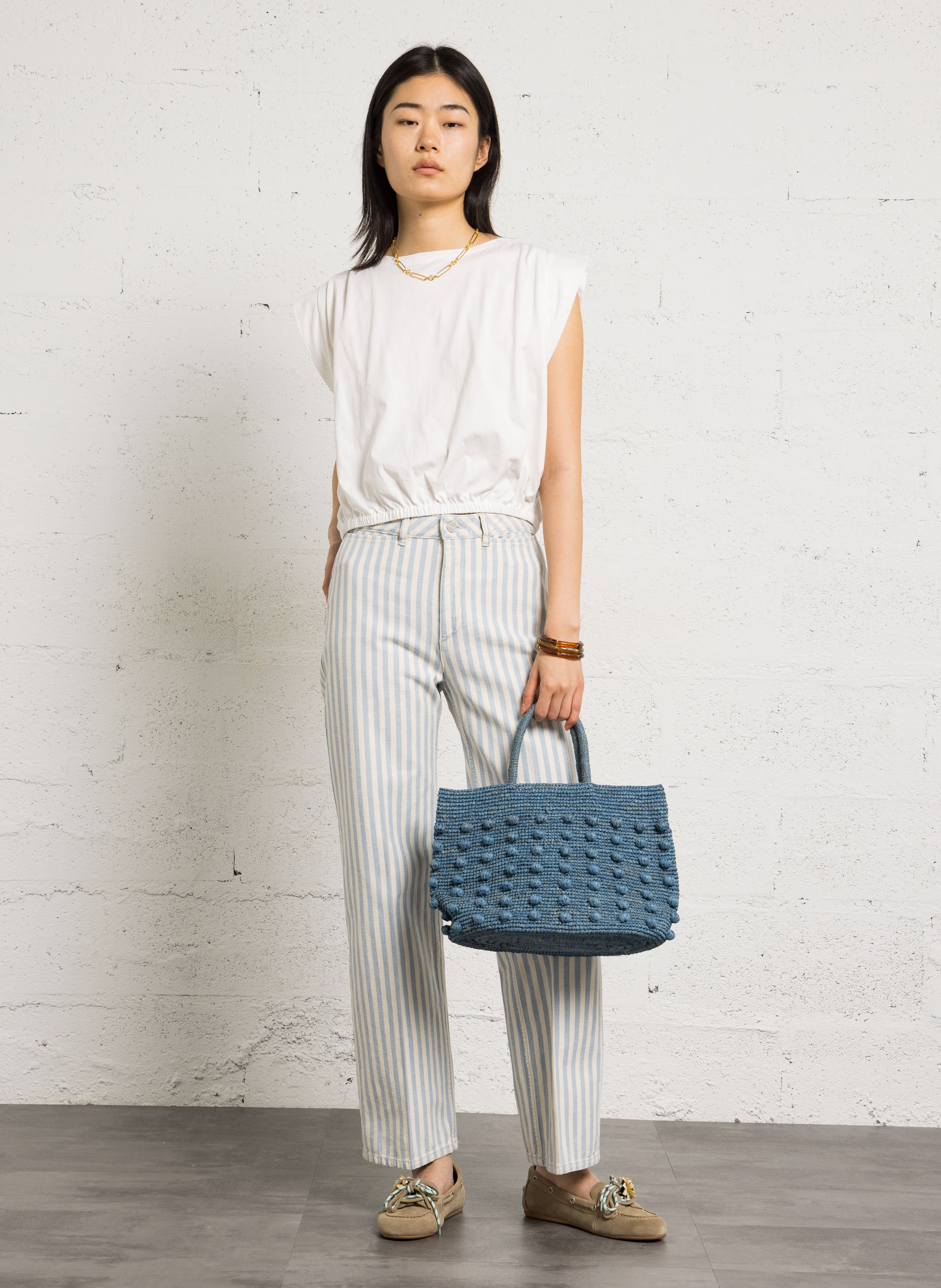 Sac à main en raphia  CAMALYA Bleu