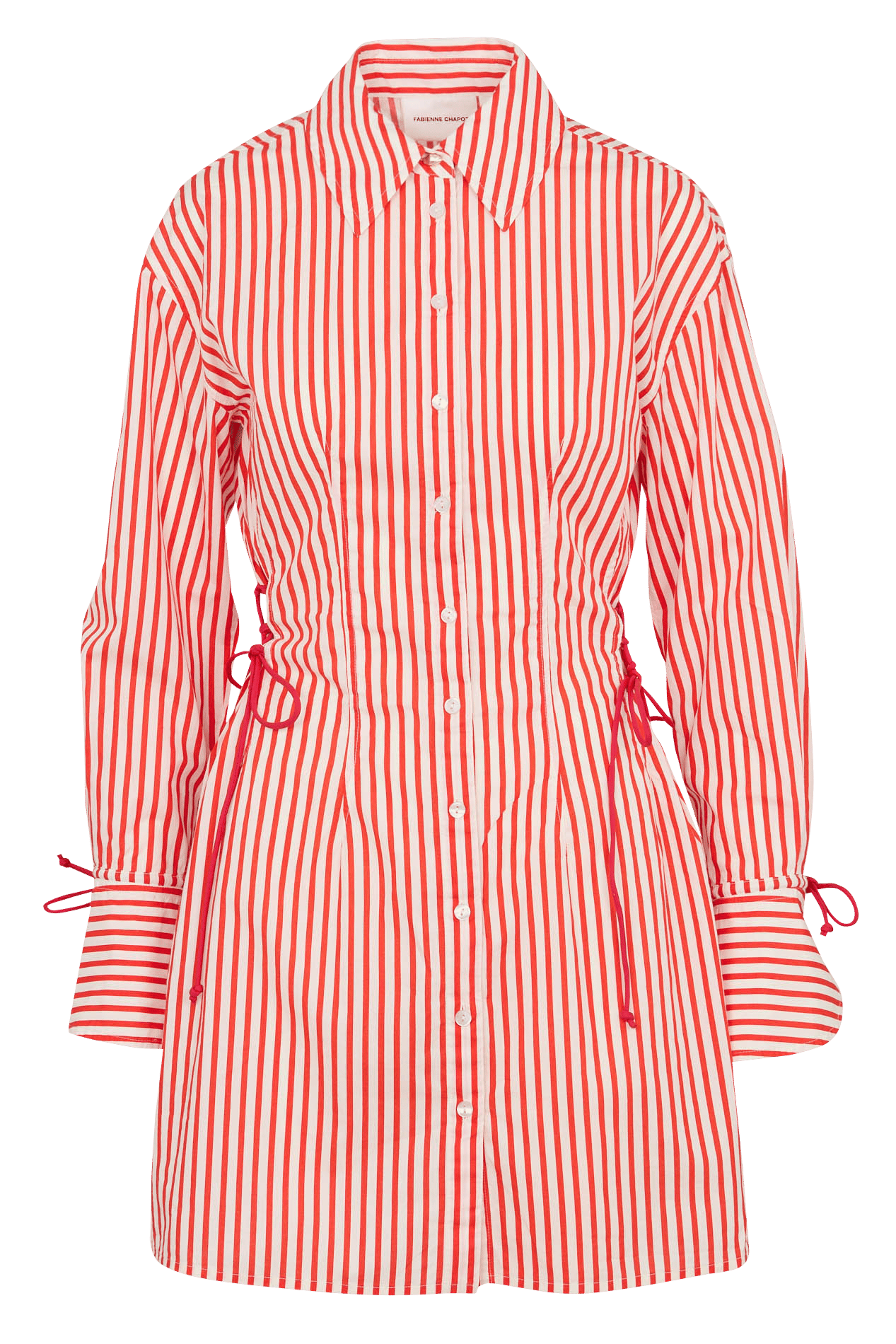 Robe courte col classique en coton bio rayé FABIENNE CHAPOT Rouge