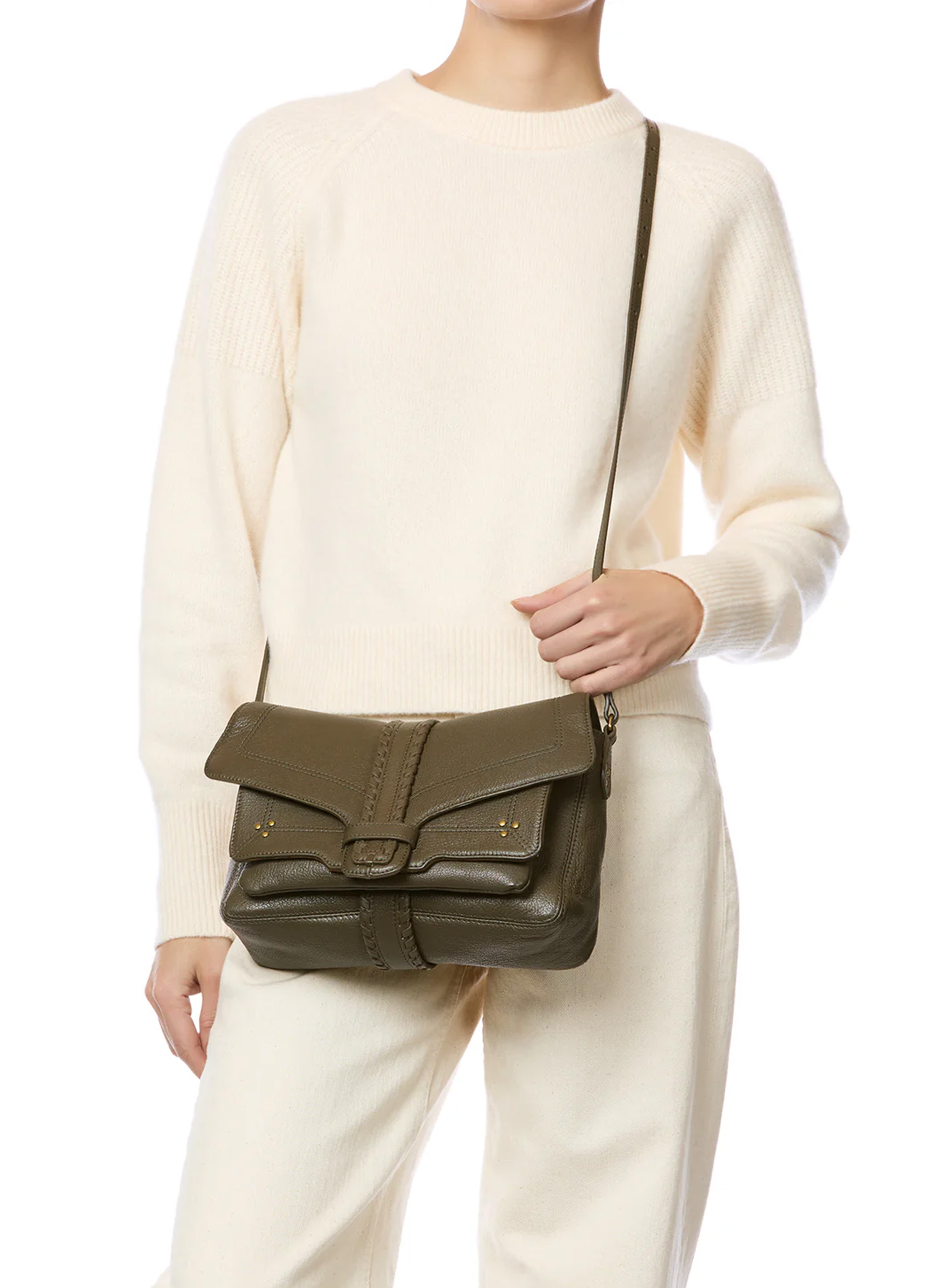 Sac bandoulière en cuir JEROME DREYFUSS Kaki