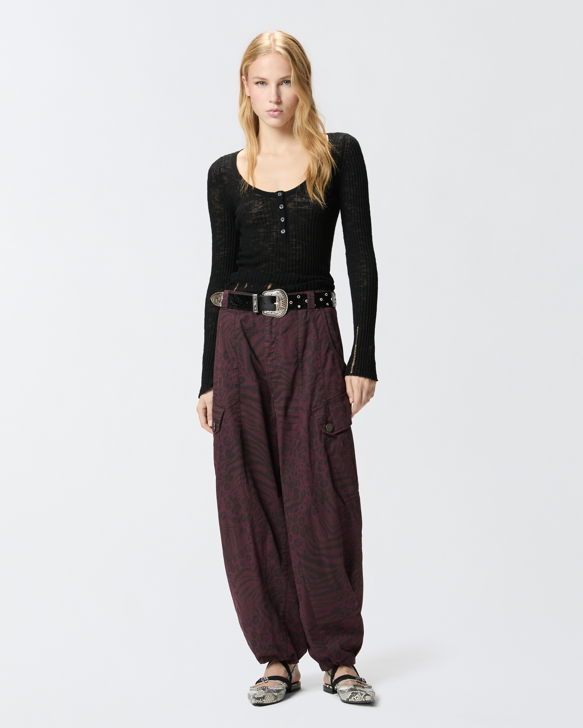 Pantalon boule à motif animalier PINKO Rouge