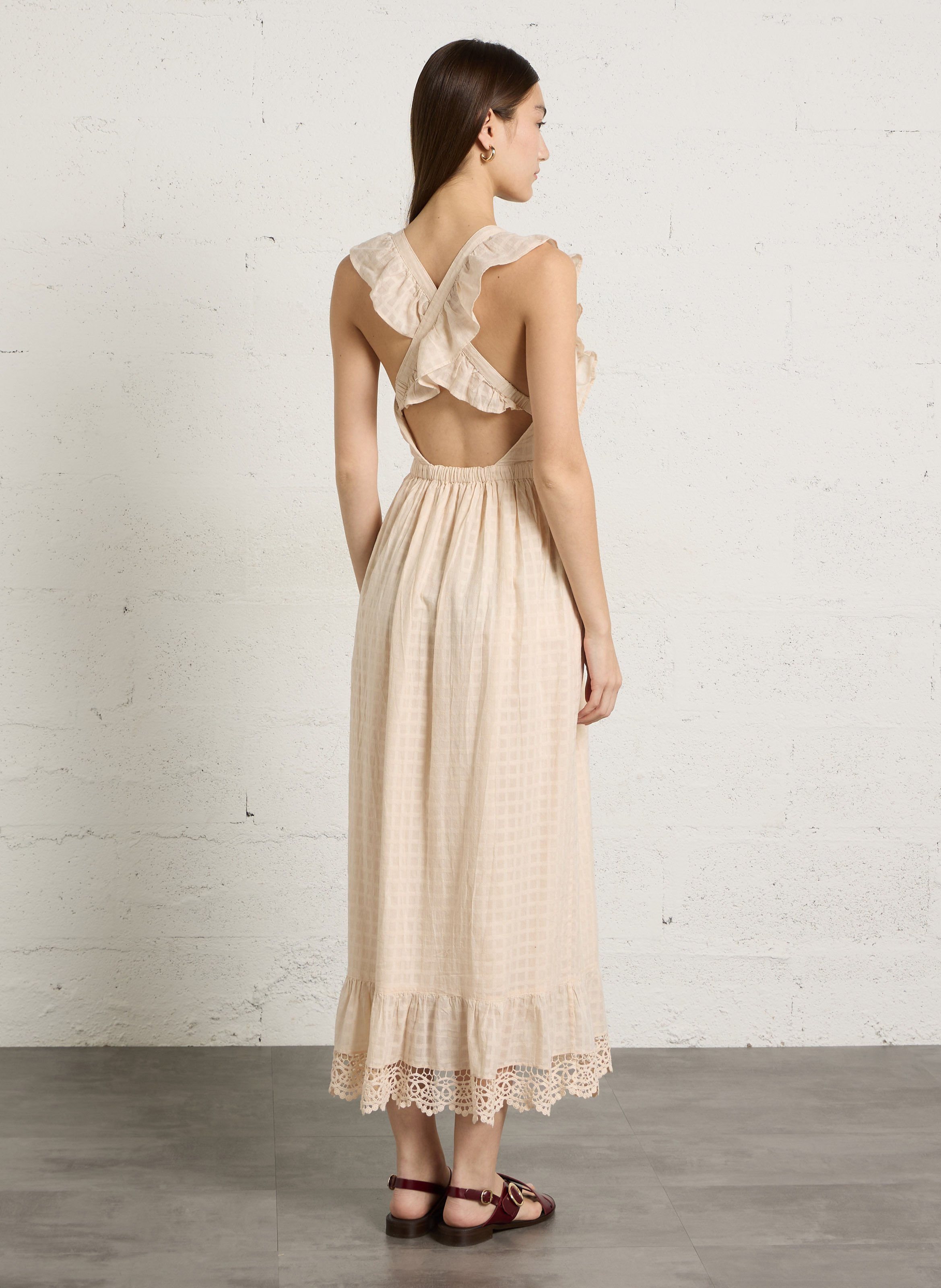 Robe longue ras du cou en coton bio LOUISE MISHA Blanc