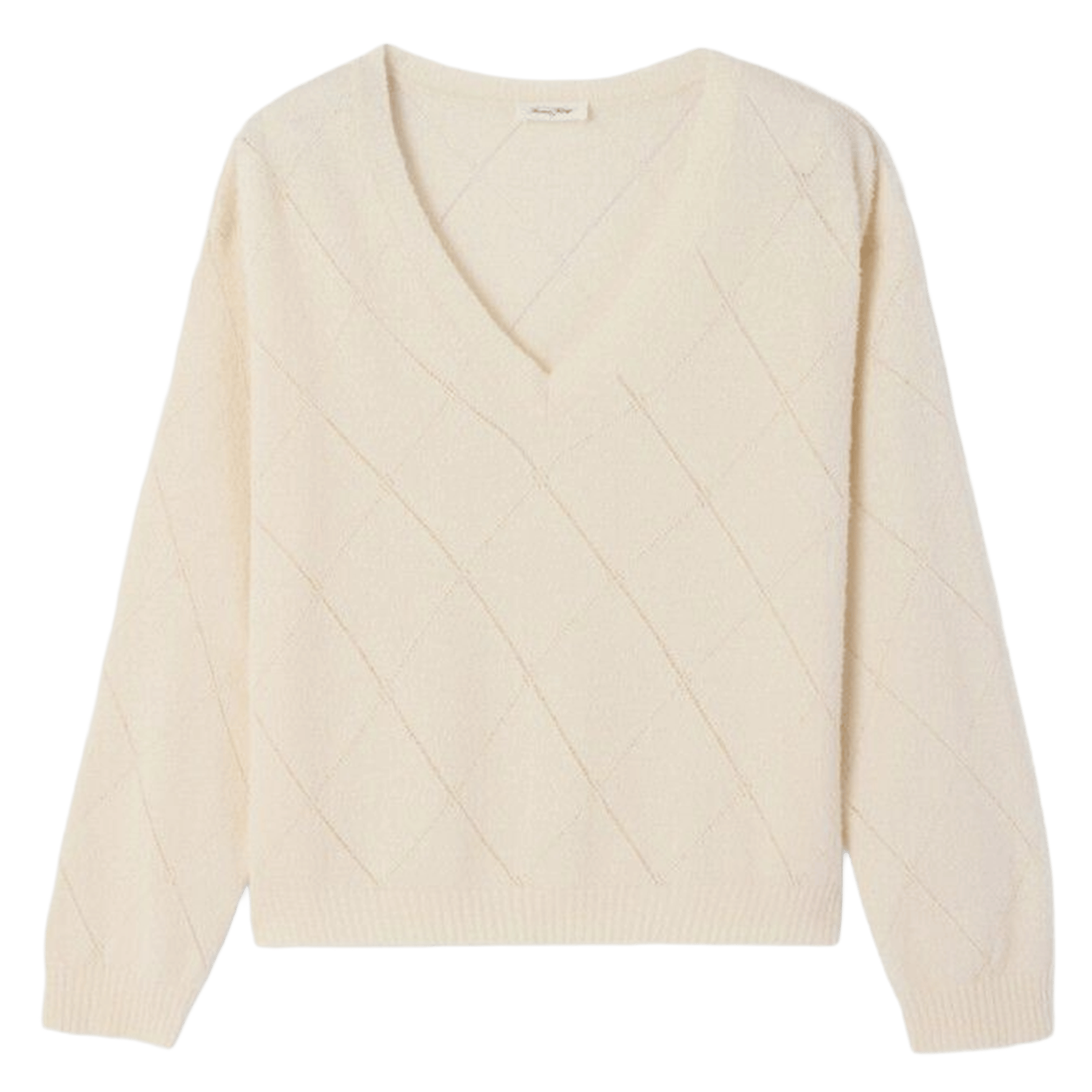 Rechte trui met V-hals | katoenblend AMERICAN VINTAGE Beige