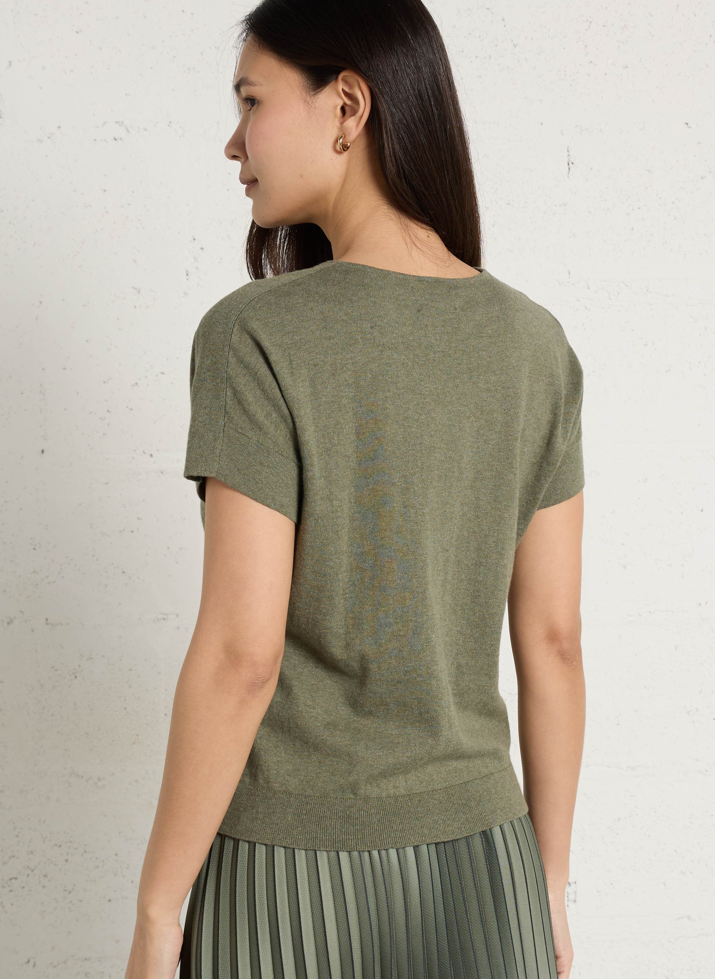 Oversized V-hals top in katoen MAISON 123 Groen