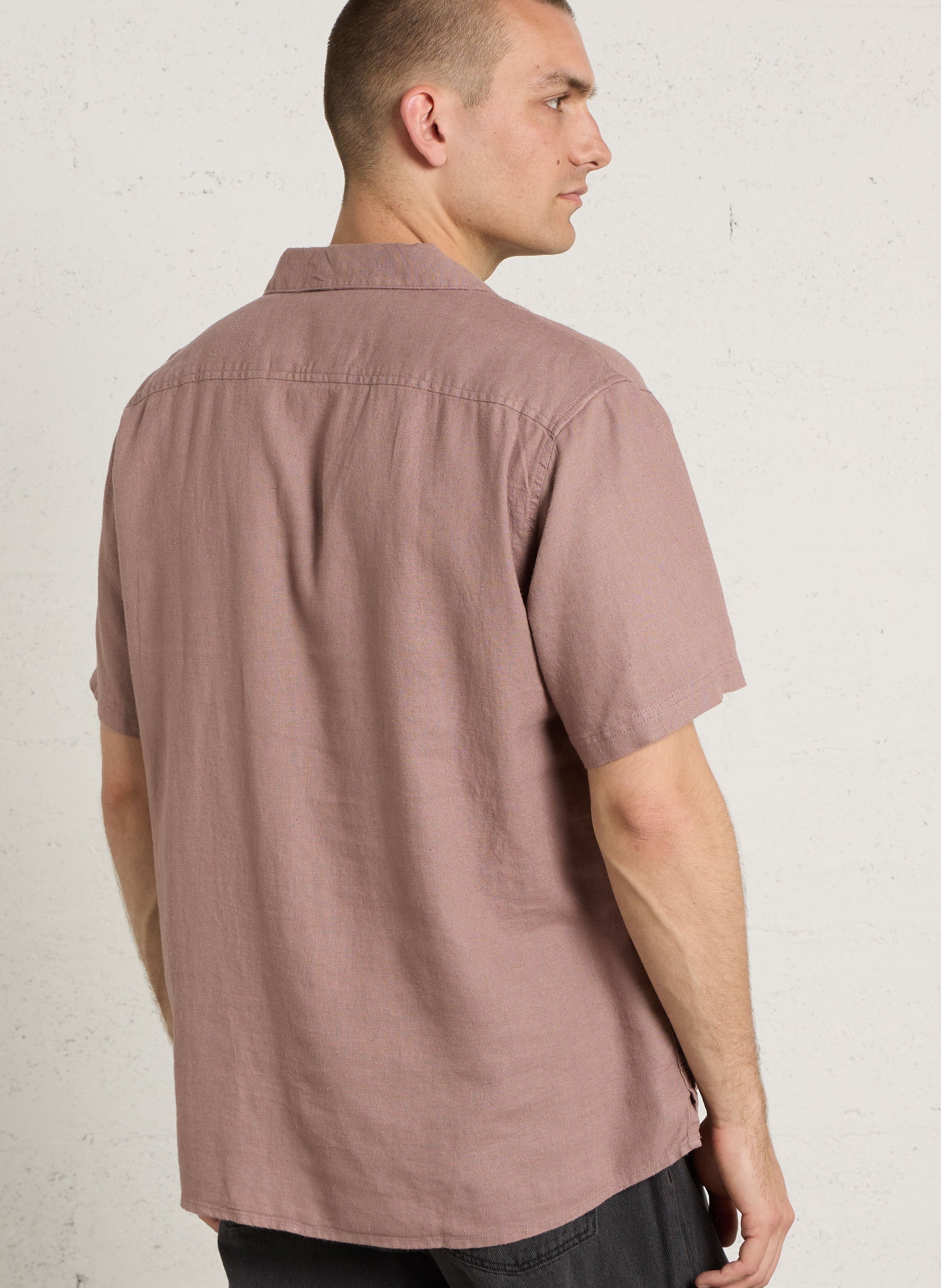 Linen-blend shirt SOLID Purple