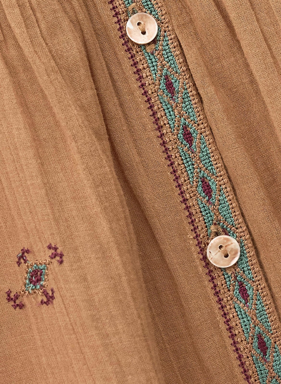 Chemise col rond en coton BA&SH Beige