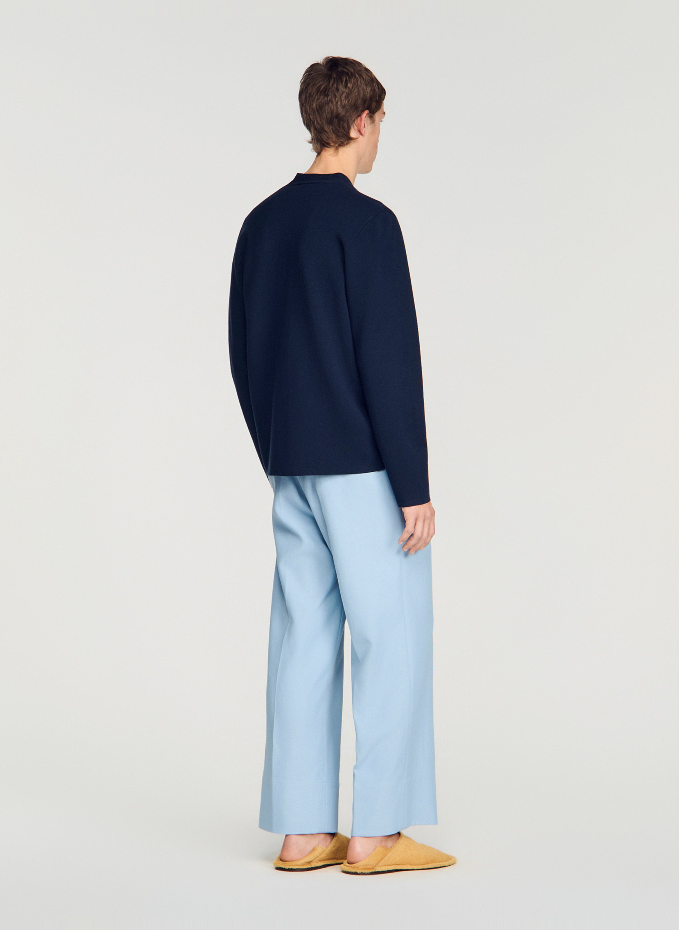 Gilet droit col V SANDRO Bleu