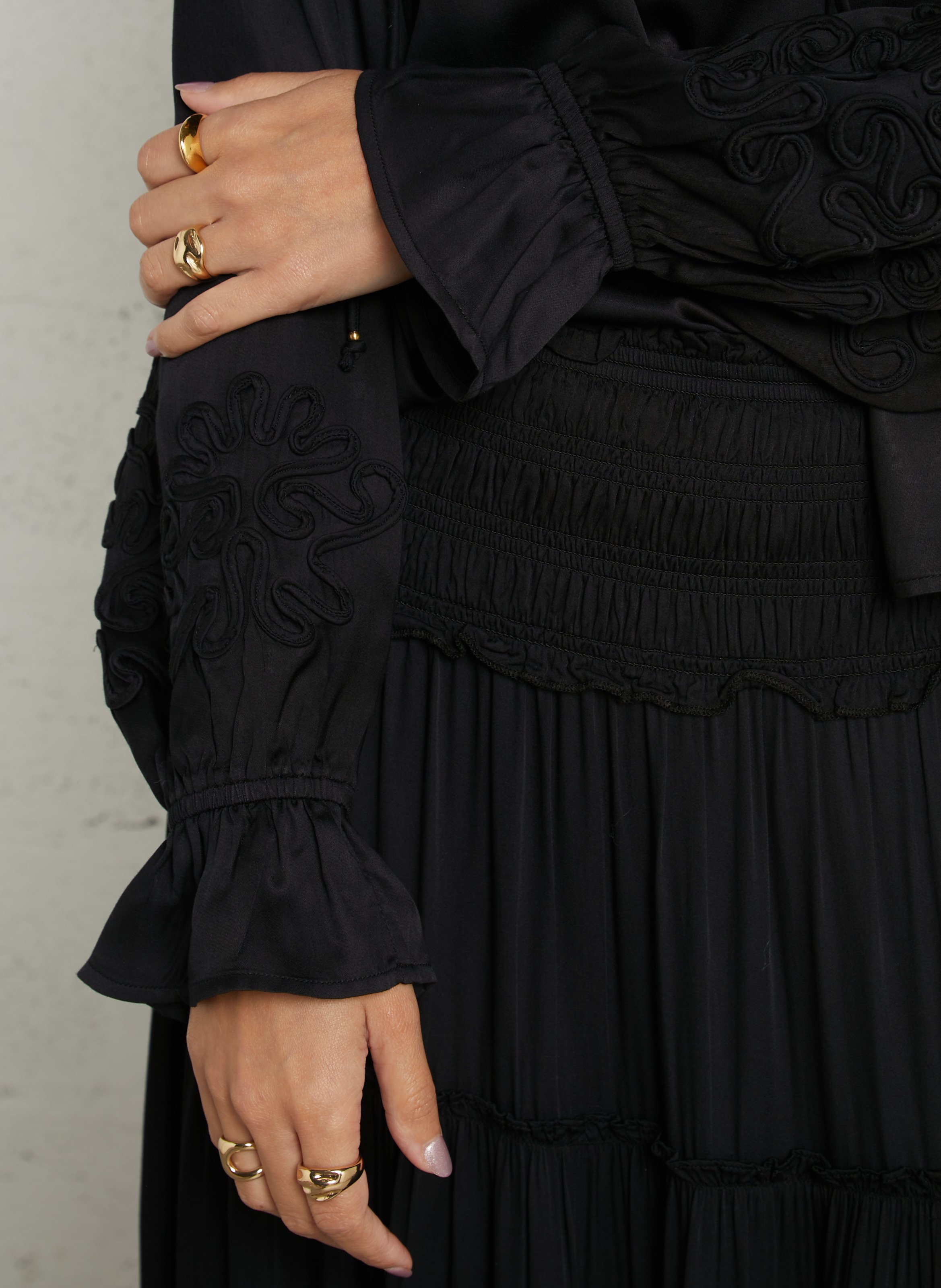 Oversized round neck satin top LOUISE MISHA Black