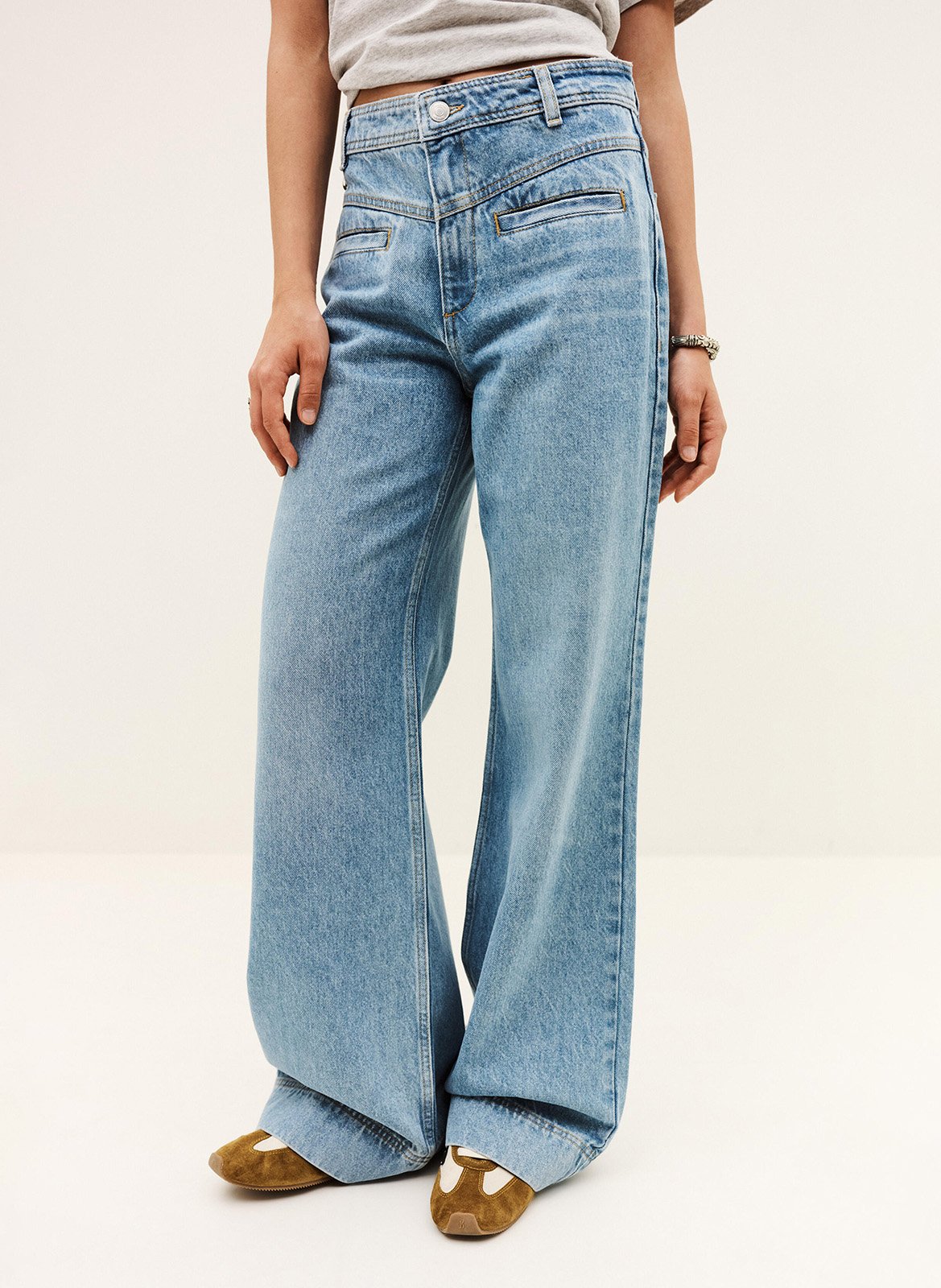 Wijde effen jeans met zakken BA&SH Blauw
