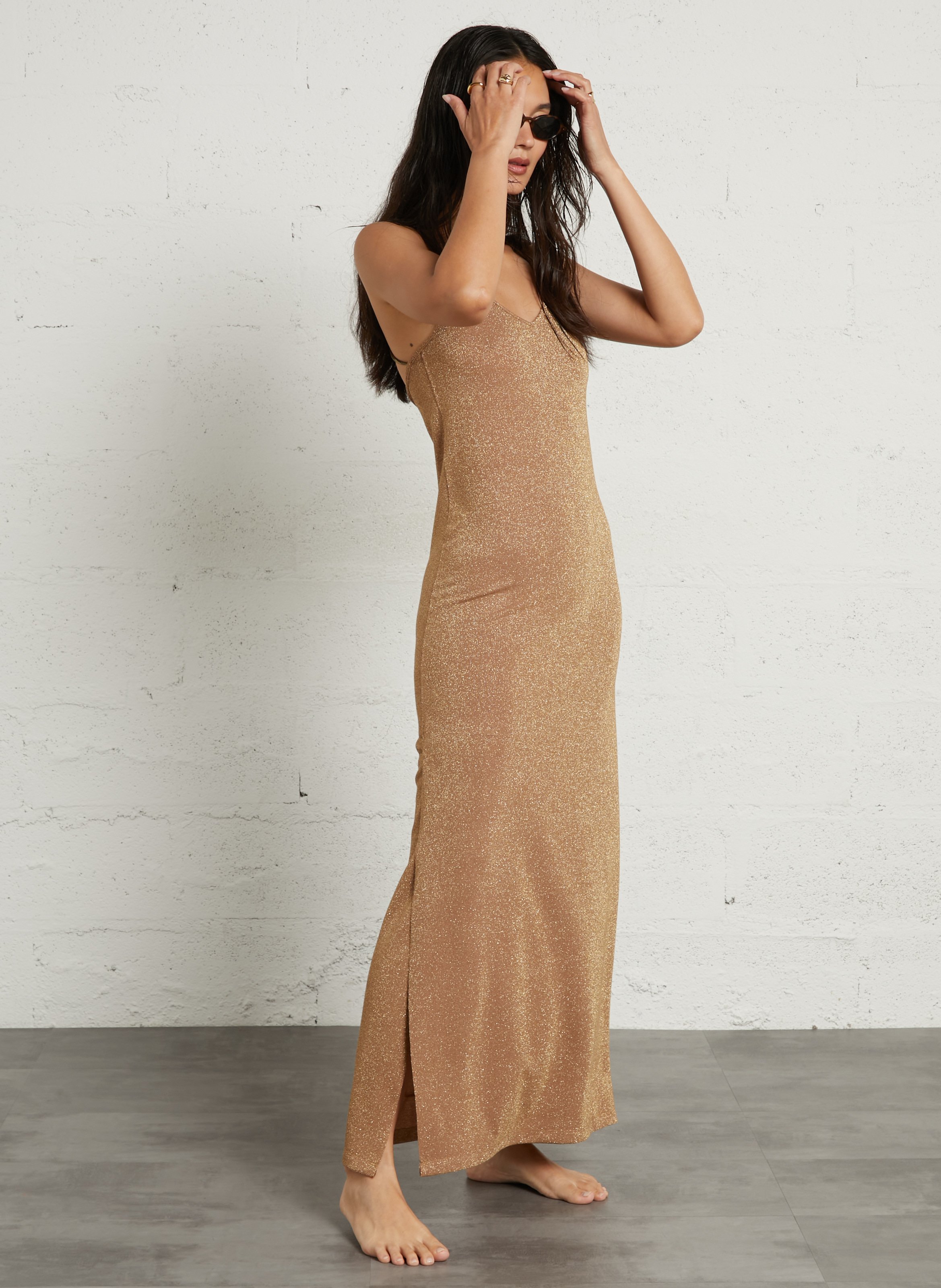 Robe longue pailletée BELIZA Doré